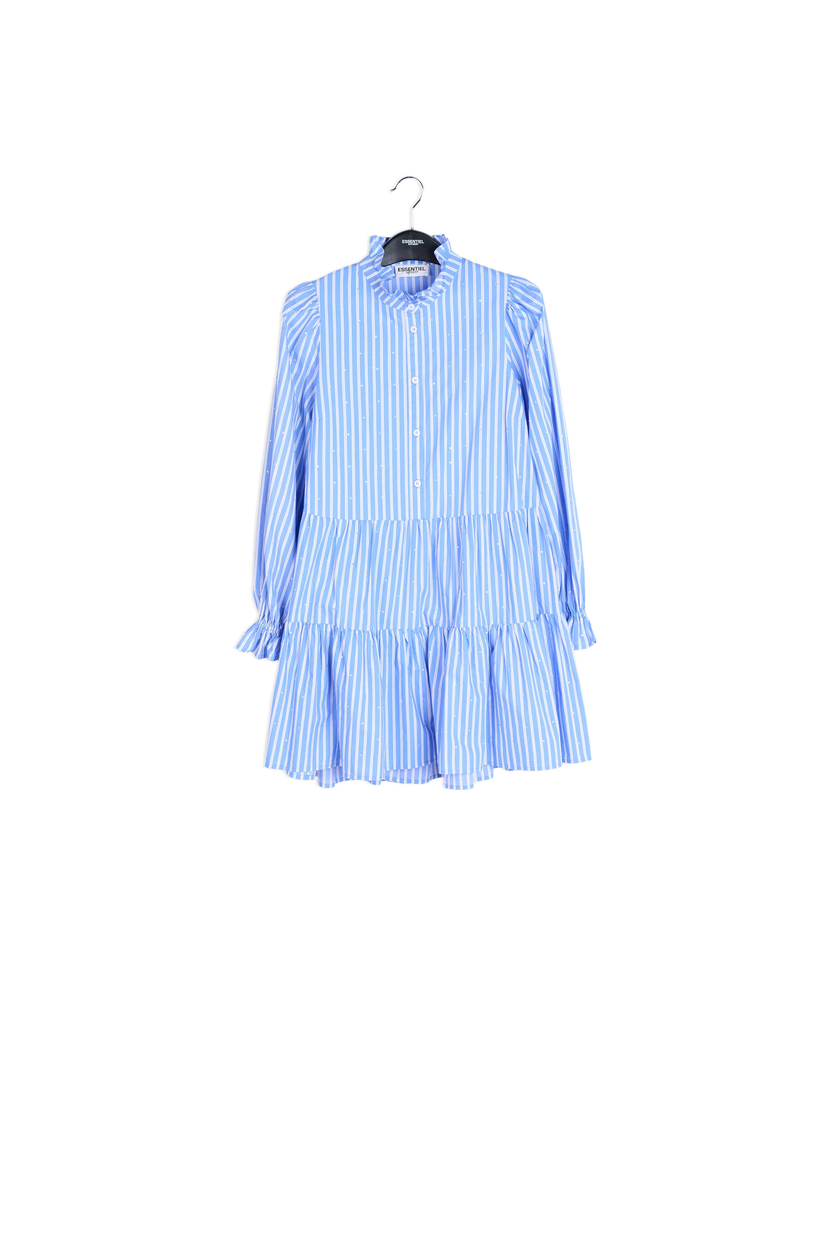 Light blue striped cotton-poplin mini dress RE—SSENTIEL | Essentiel second hand