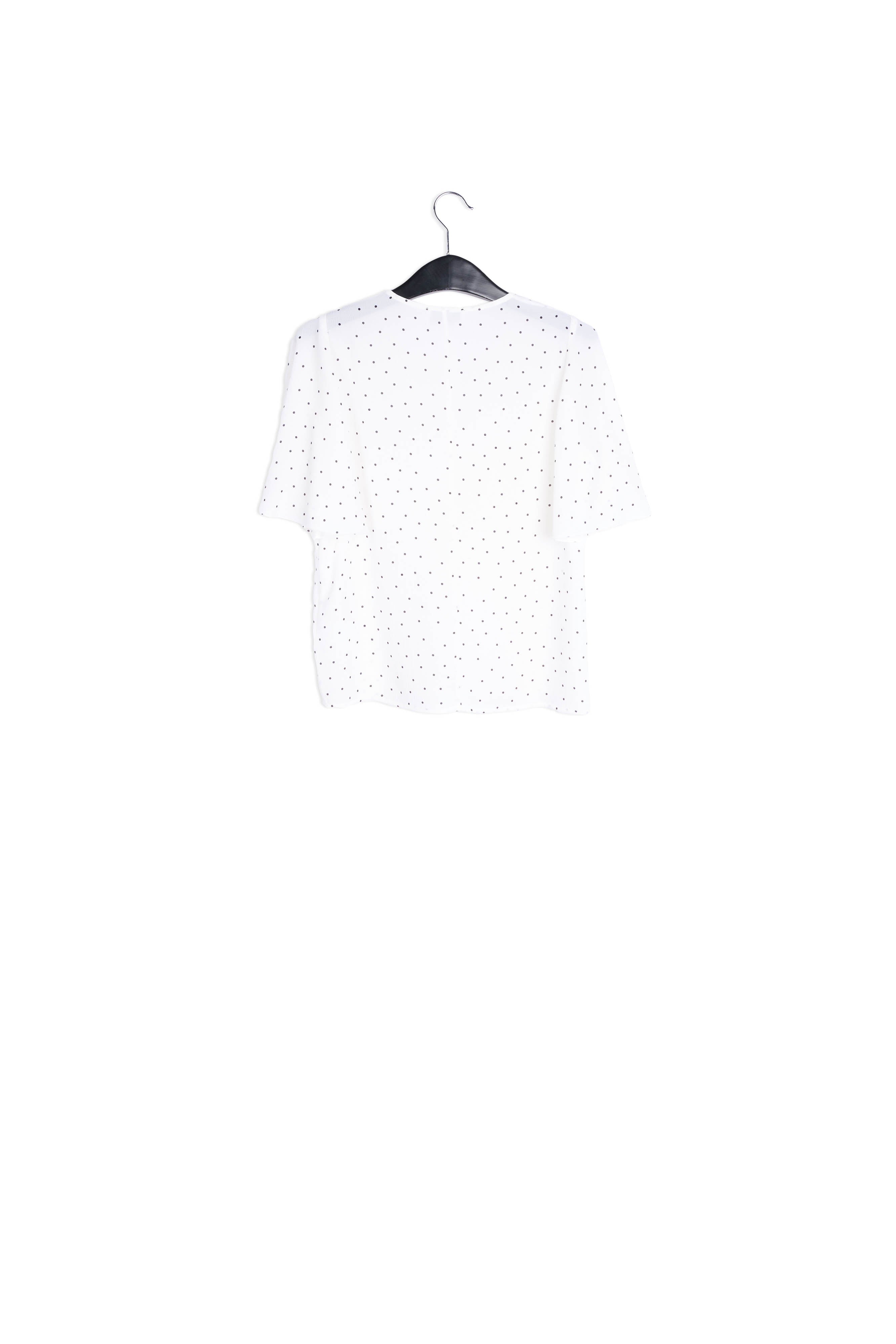 White polka dot v-neck top RE—SSENTIEL | Essentiel second hand
