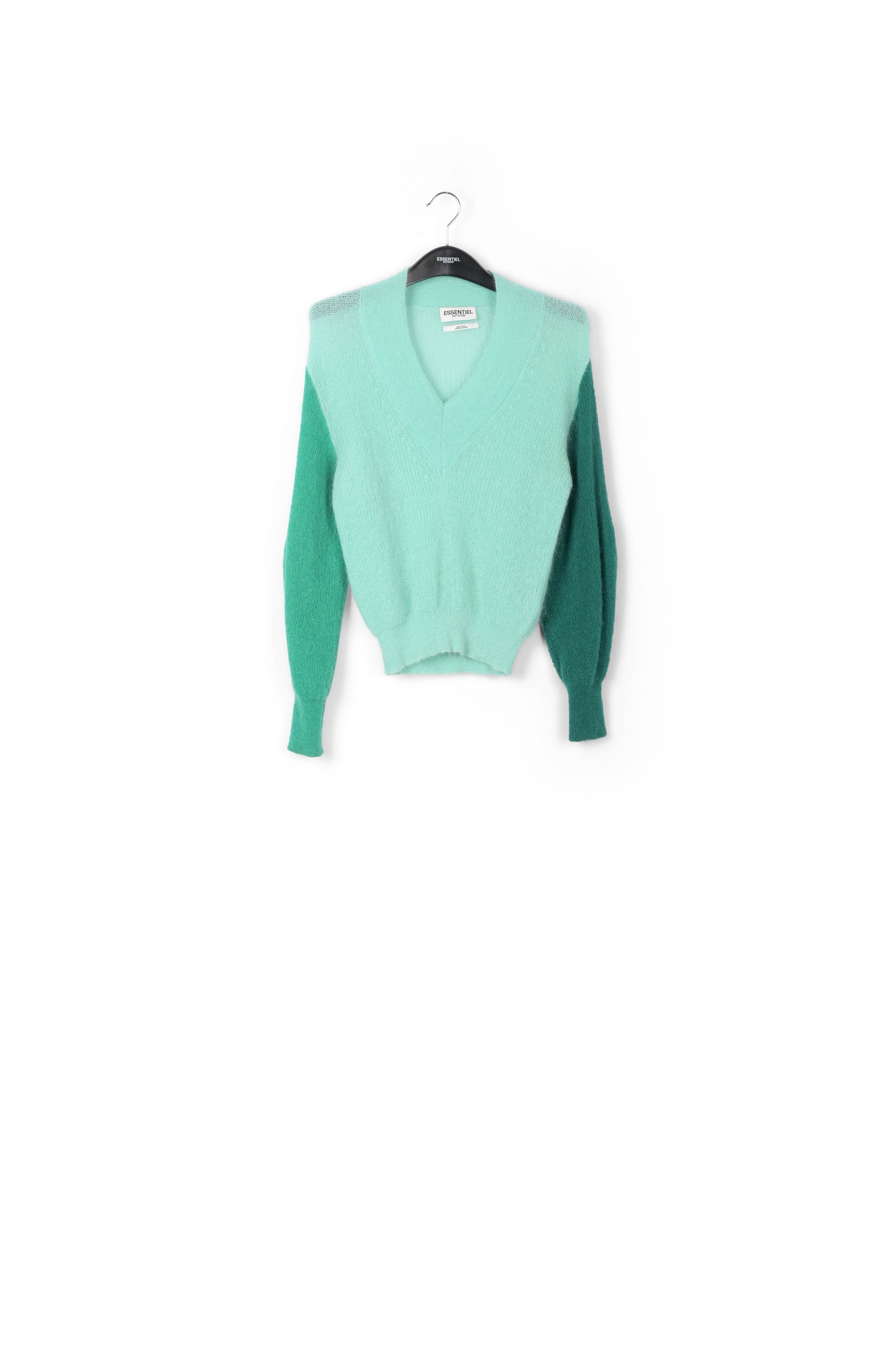Turquoise v-neck mohair-blend sweater RE—SSENTIEL | Essentiel second hand