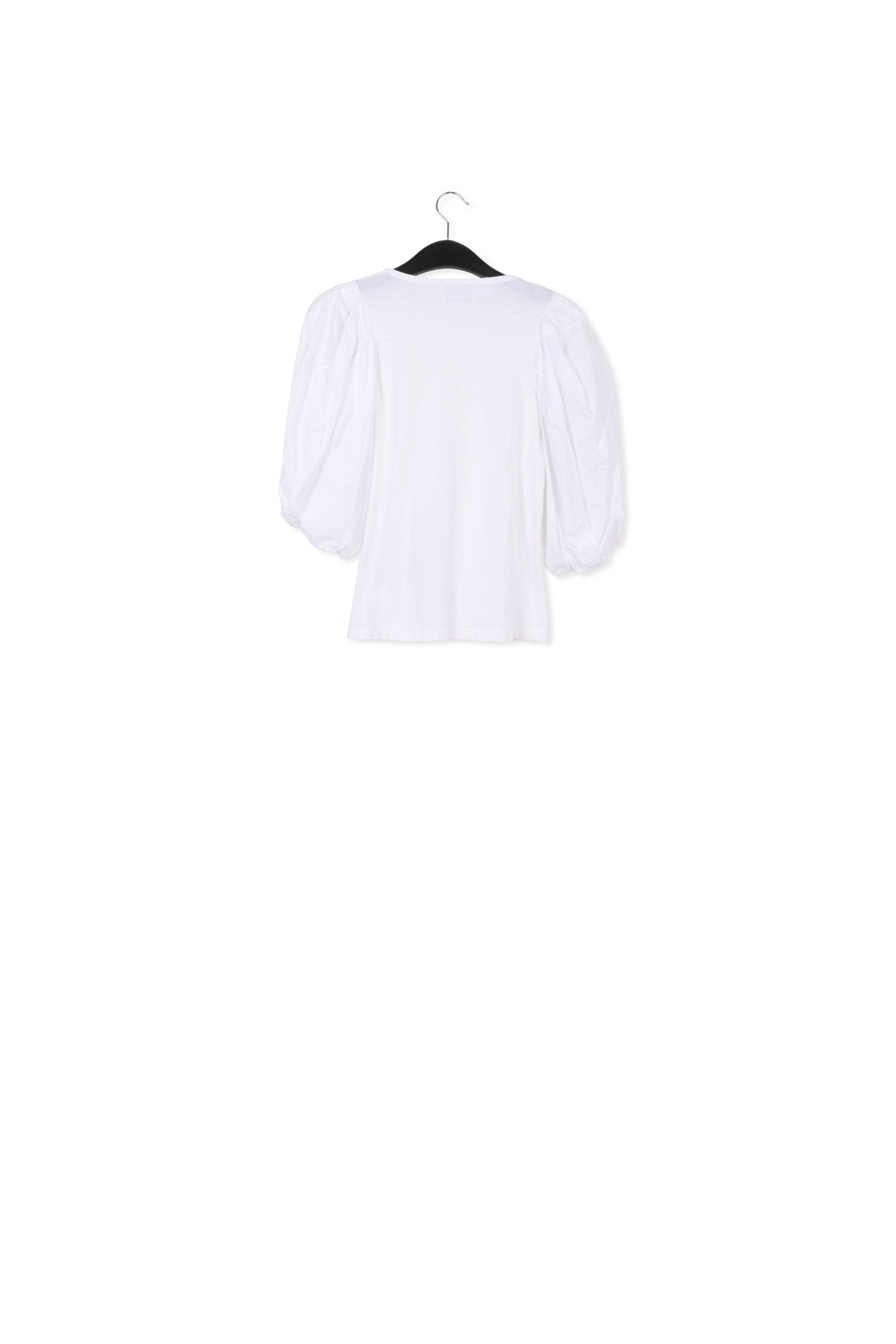 White jersey T-shirt with cotton-poplin sleeves RE—SSENTIEL | Essentiel second hand