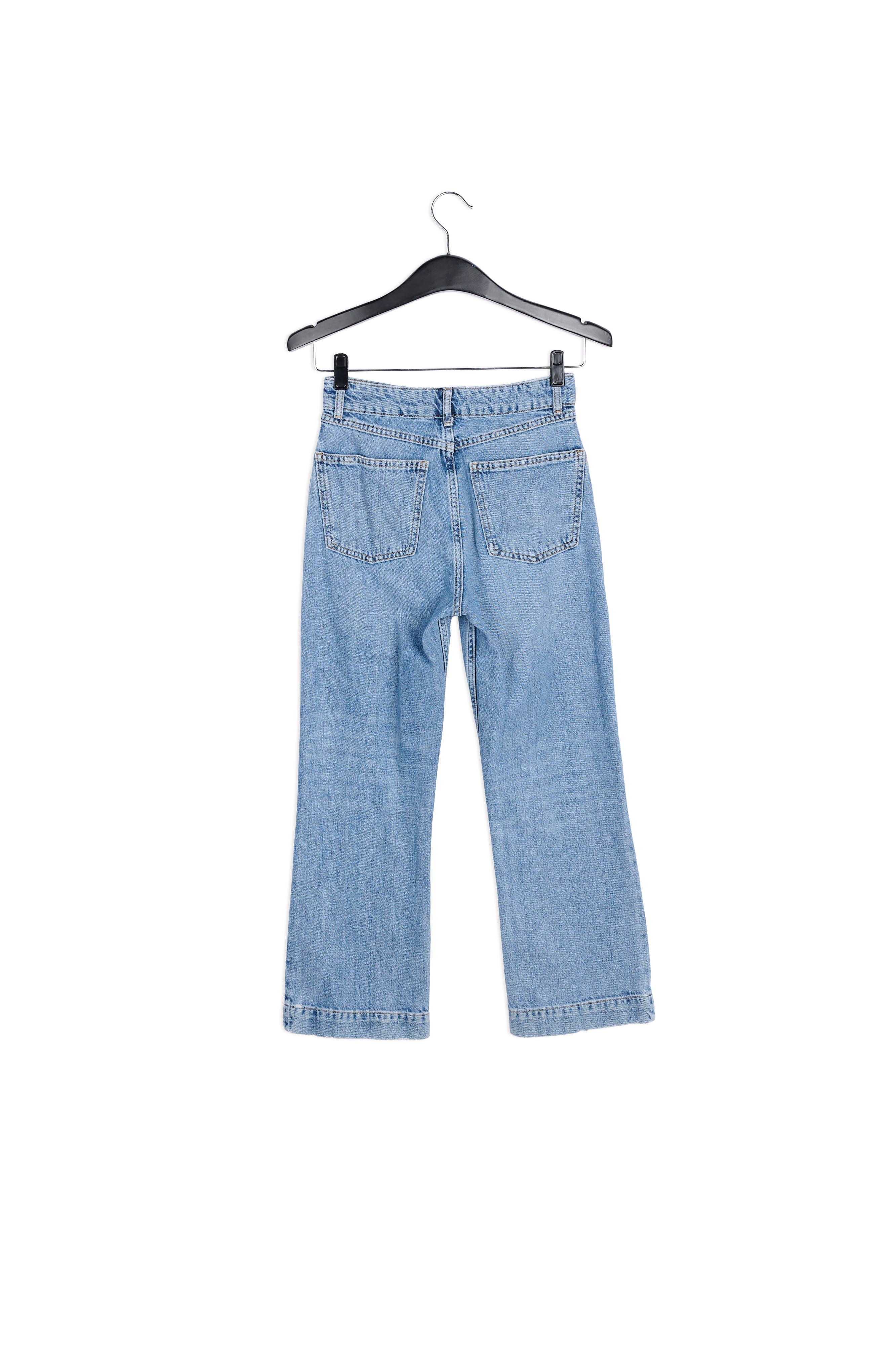 Blauwe 7/8ste jeans met hoge taille en wijdere pijpen RE—SSENTIEL | Essentiel second hand