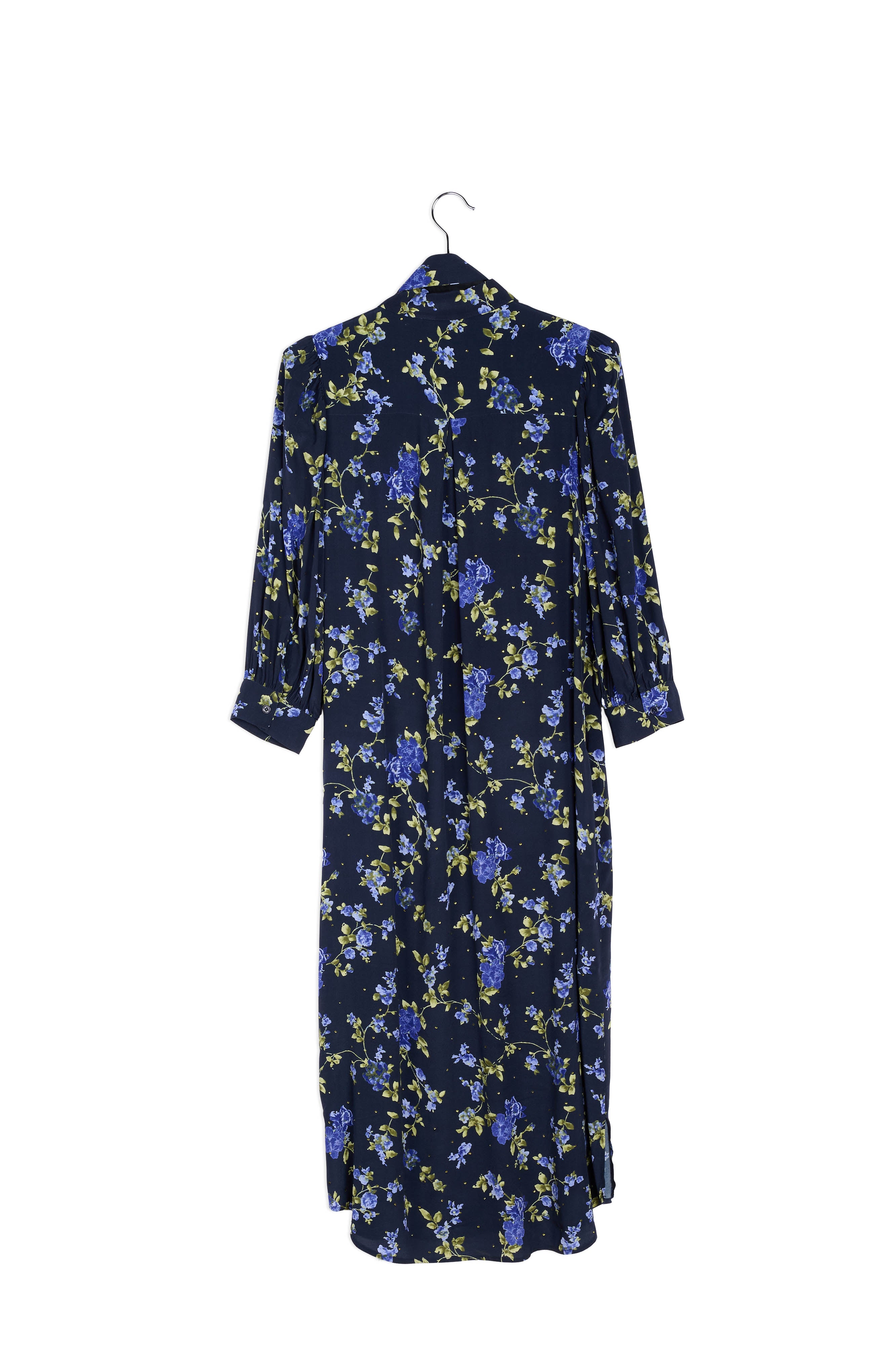 Donkerblauwe hemdjurk met bloemen RE—SSENTIEL | Essentiel second hand