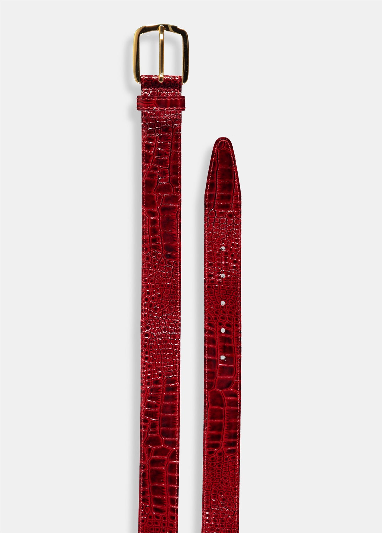 Burgundy croc-effect leather belt RE—SSENTIEL | Essentiel second hand