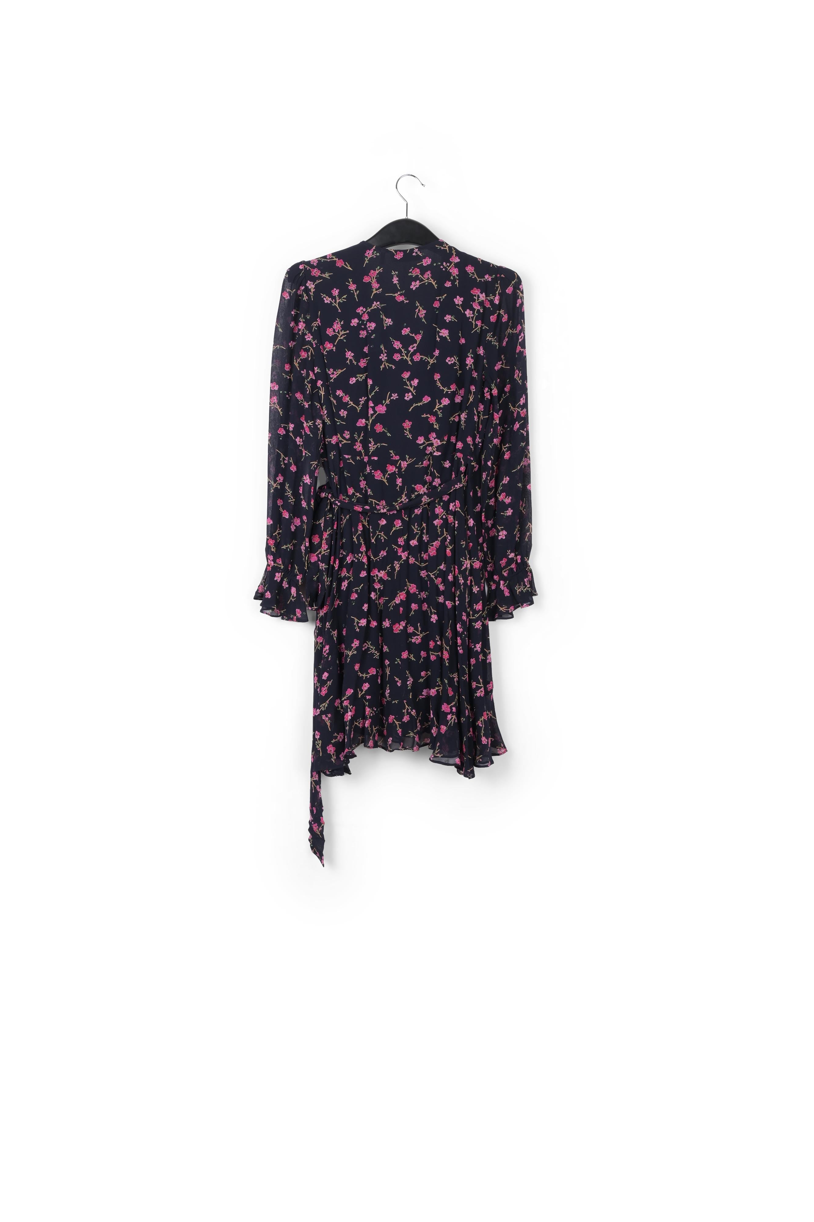 Dark blue floral mini wrap dress RE—SSENTIEL | Essentiel second hand