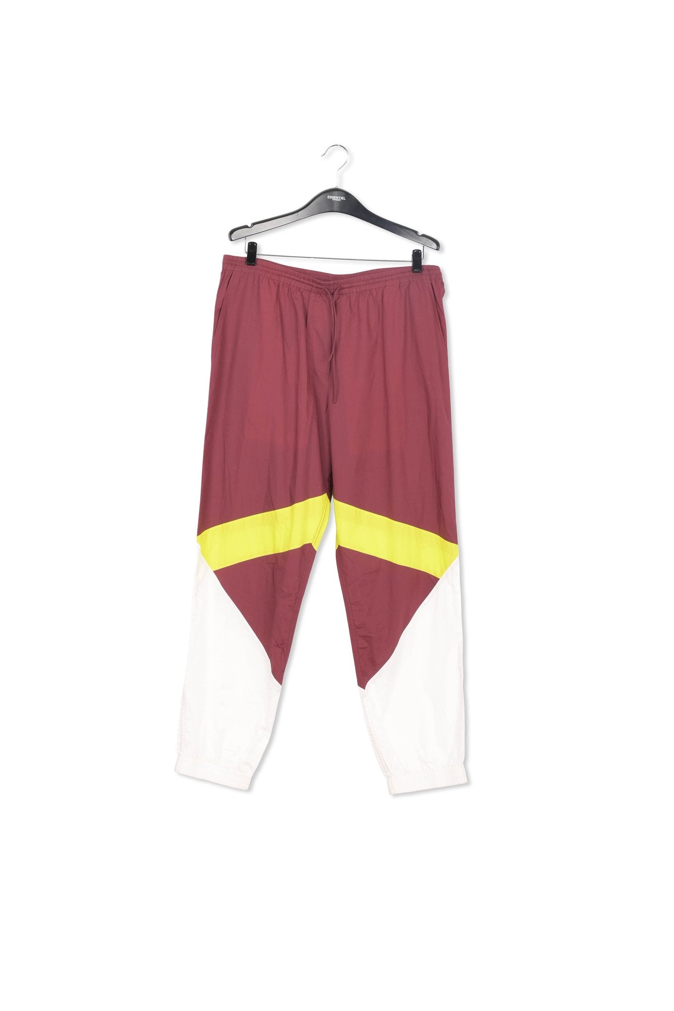 Burgundy, white and lime green cotton track pants RE—SSENTIEL | Essentiel second hand