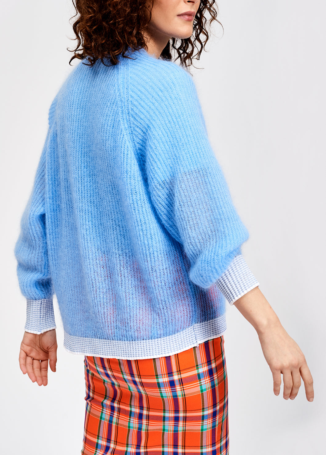 Off-white ribbed open cardigan with accentuated trims RE—SSENTIEL | Essentiel second hand