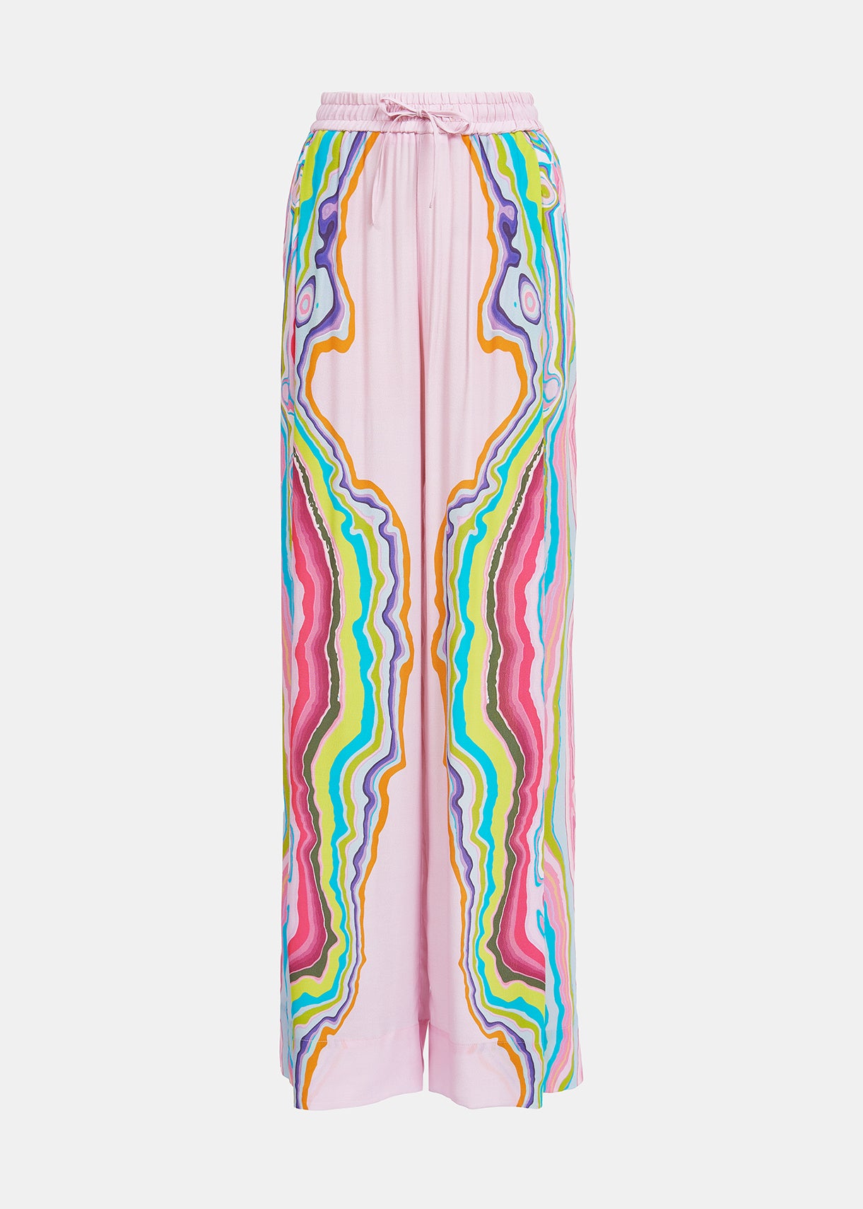 Lilac wide-leg pants with multicolor print RE—SSENTIEL | Essentiel second hand