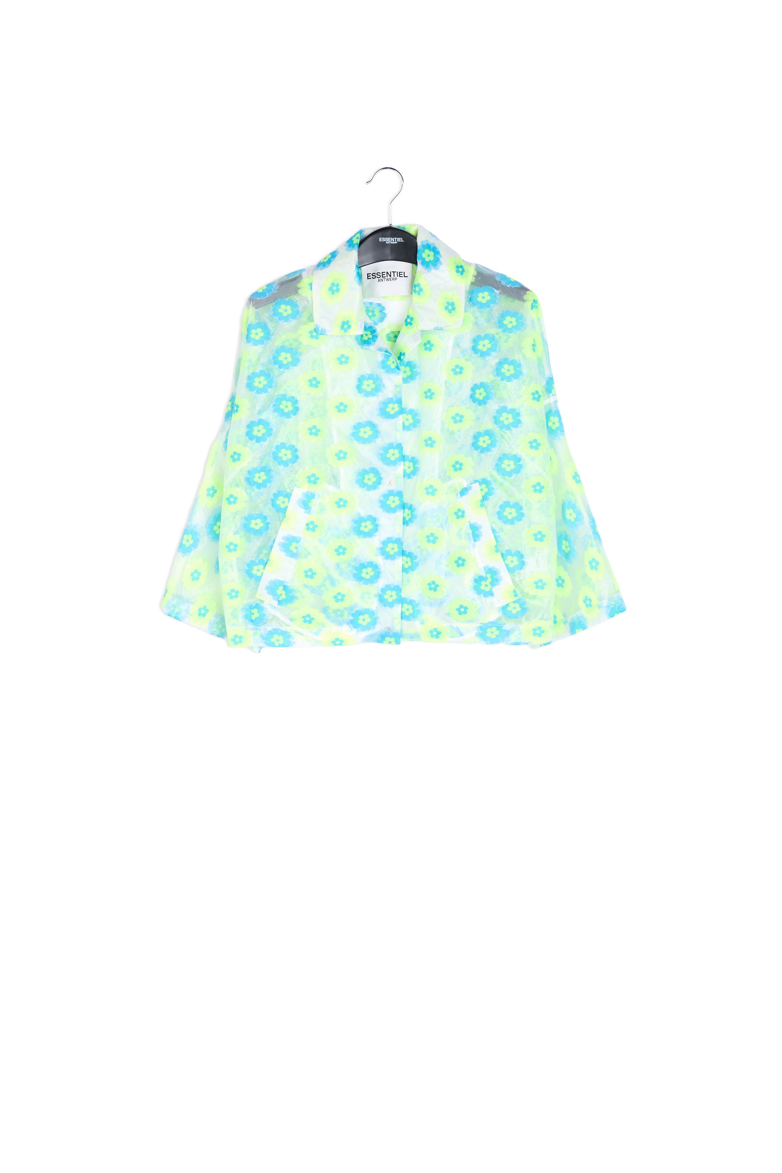Veste transparente à fleurs vert fluo et bleu RE—SSENTIEL | Essentiel second hand