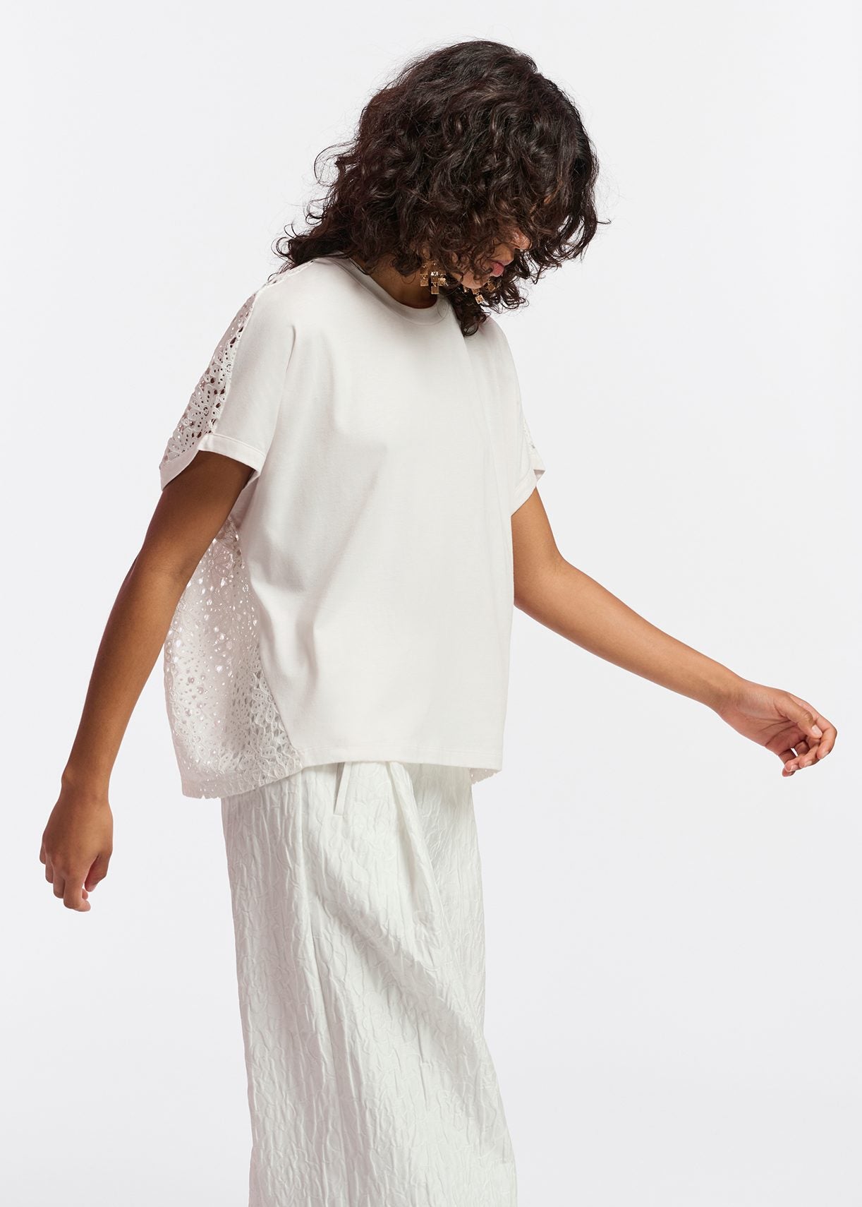 Off-white T-shirt with lace back panel RE—SSENTIEL | Essentiel second hand