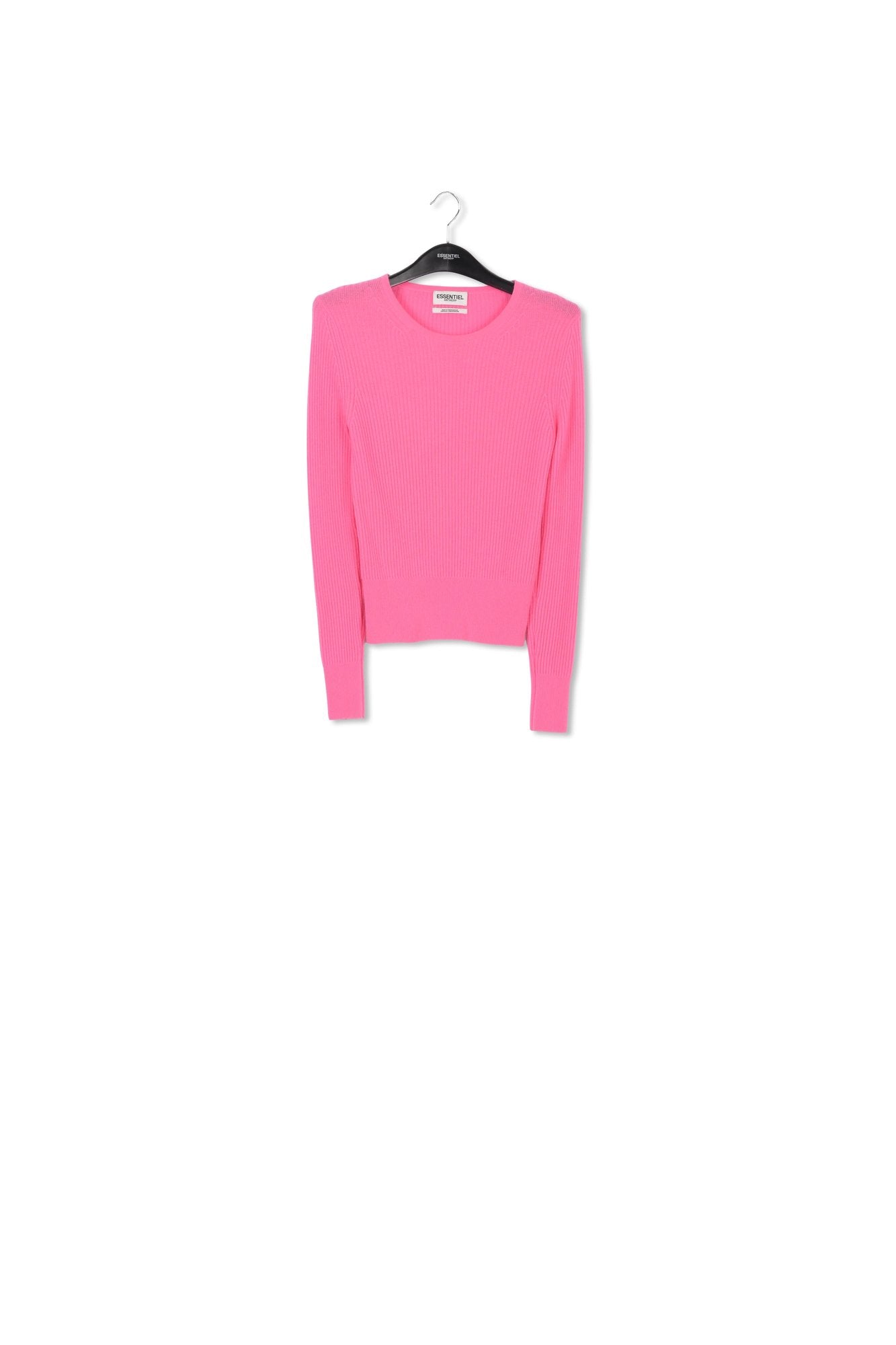 Pull en mérinos et cachemire rose en côtes RE—SSENTIEL | Essentiel second hand