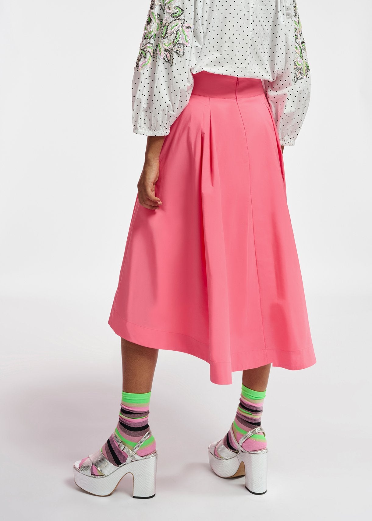 Pink pleated midi skirt RE—SSENTIEL | Essentiel second hand