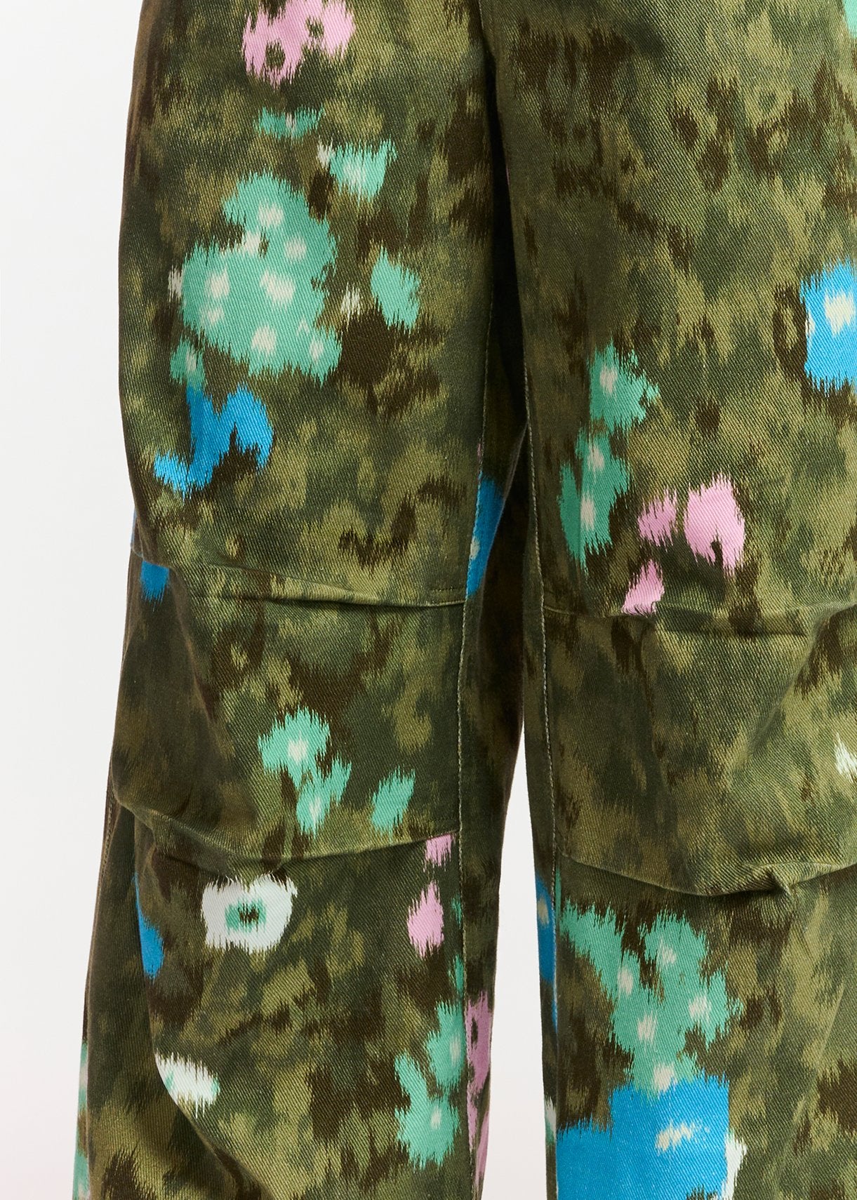 Khaki floral print cotton cargo pants RE—SSENTIEL | Essentiel second hand