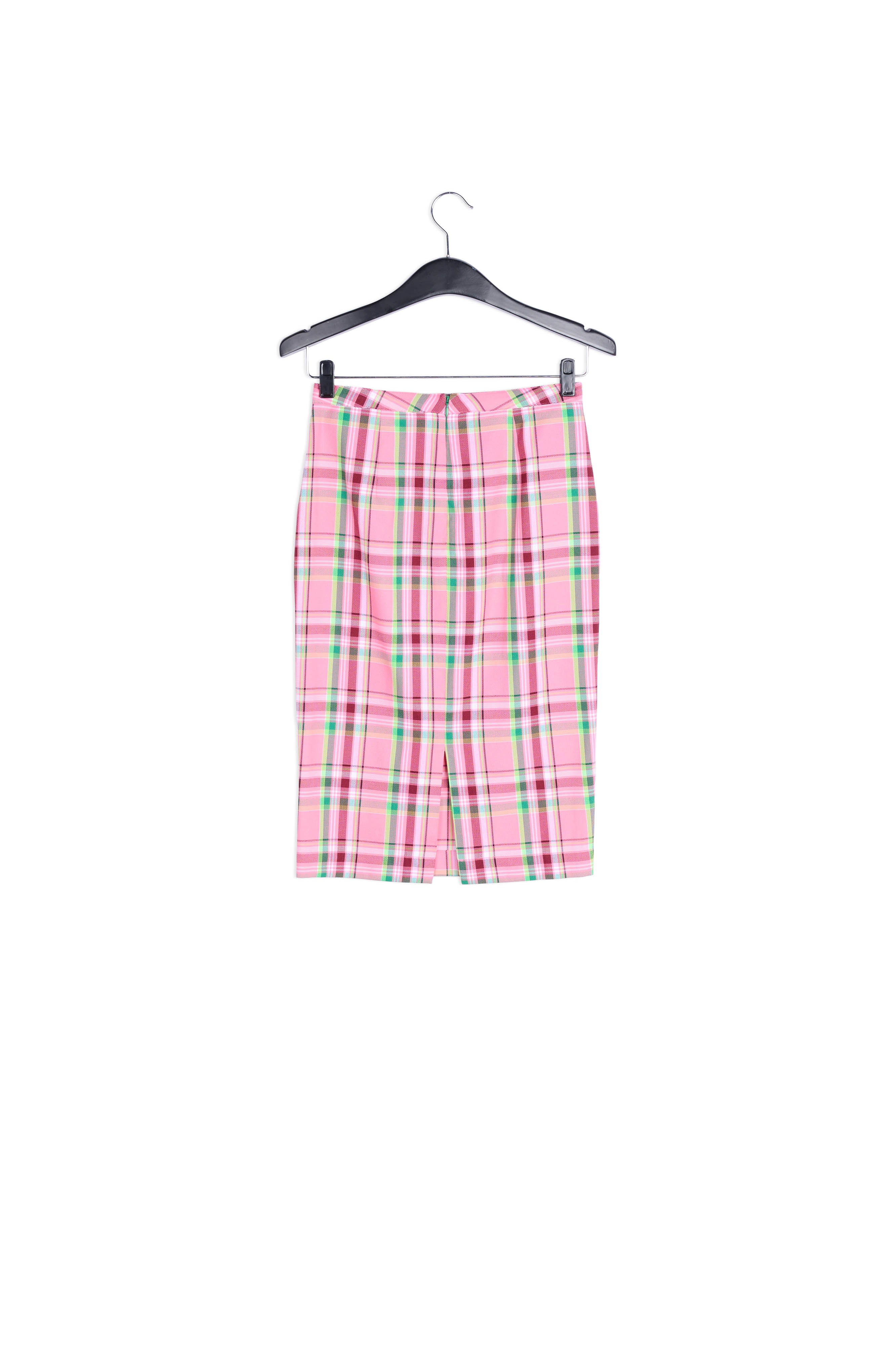 Rechte rok met roze tartanmotief RE—SSENTIEL | Essentiel second hand