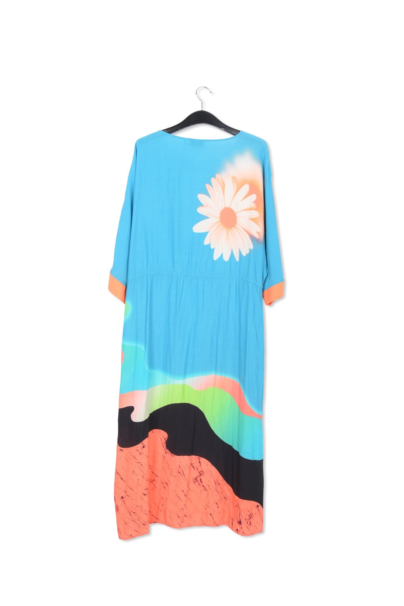 Robe midi bleue à imprimé multicolore RE—SSENTIEL | Essentiel second hand