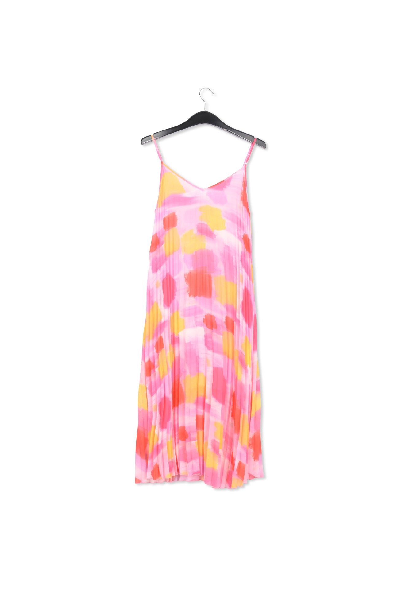 Pink and yellow plissé midi-length dress RE—SSENTIEL | Essentiel second hand