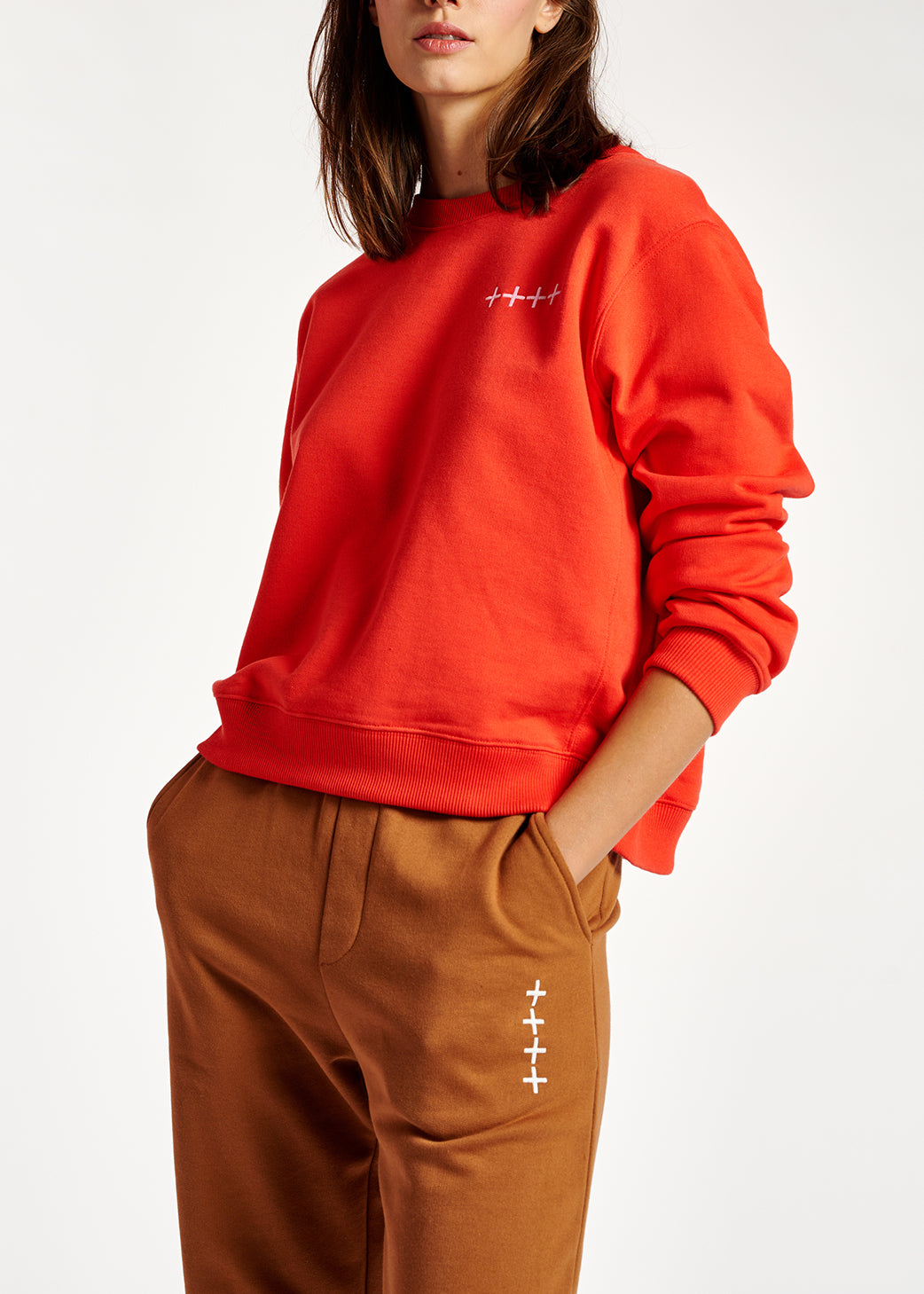 Brown organic cotton-jersey sweatpants RE—SSENTIEL | Essentiel second hand