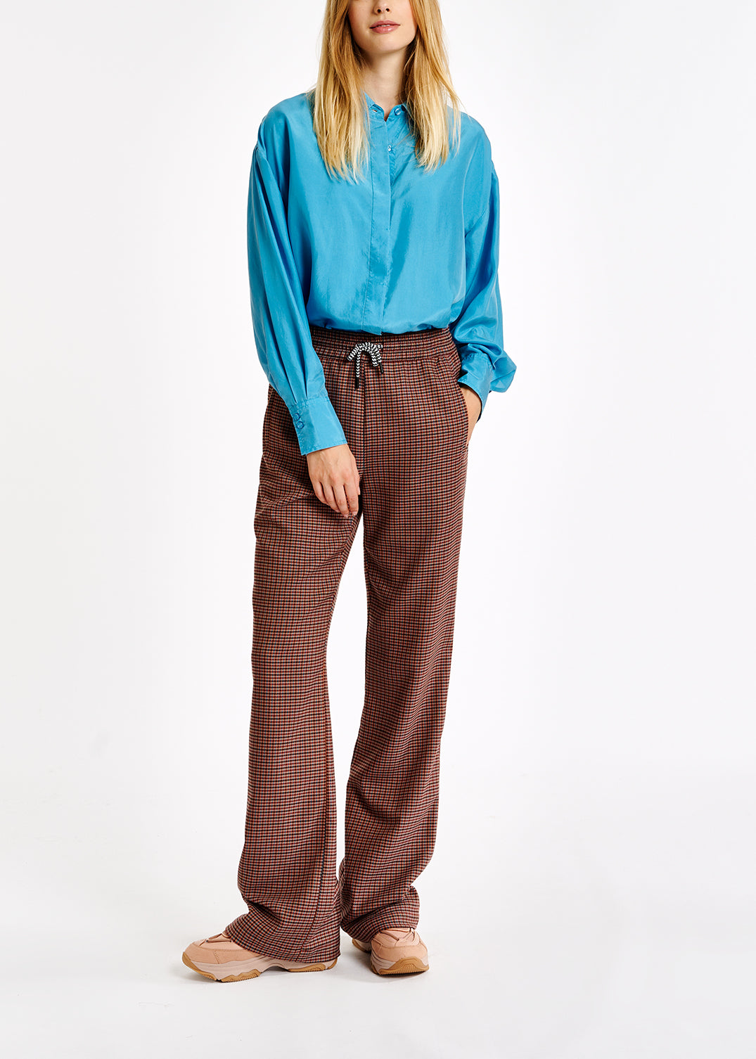 Pantalon brun en pied-de-poule RE—SSENTIEL | Essentiel second hand