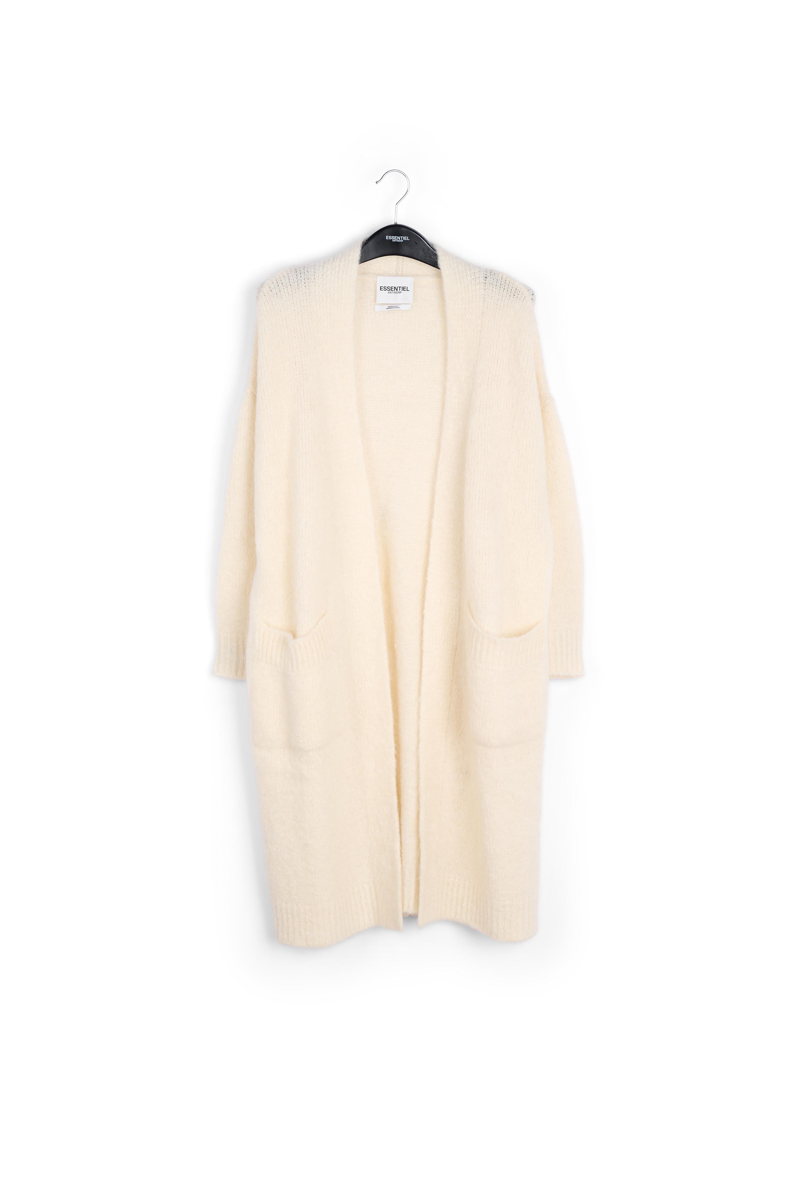 Off-white midi-length mohair-blend cardigan RE—SSENTIEL | Essentiel second hand
