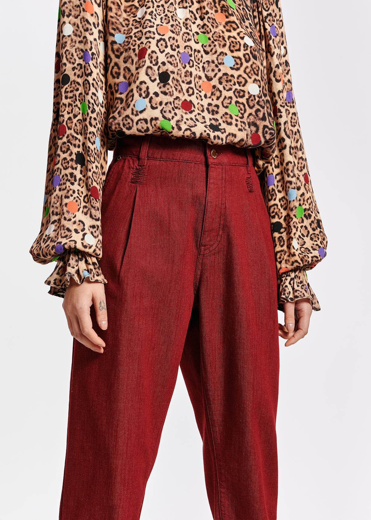 Burgundy loose-fit denim pants RE—SSENTIEL | Essentiel second hand