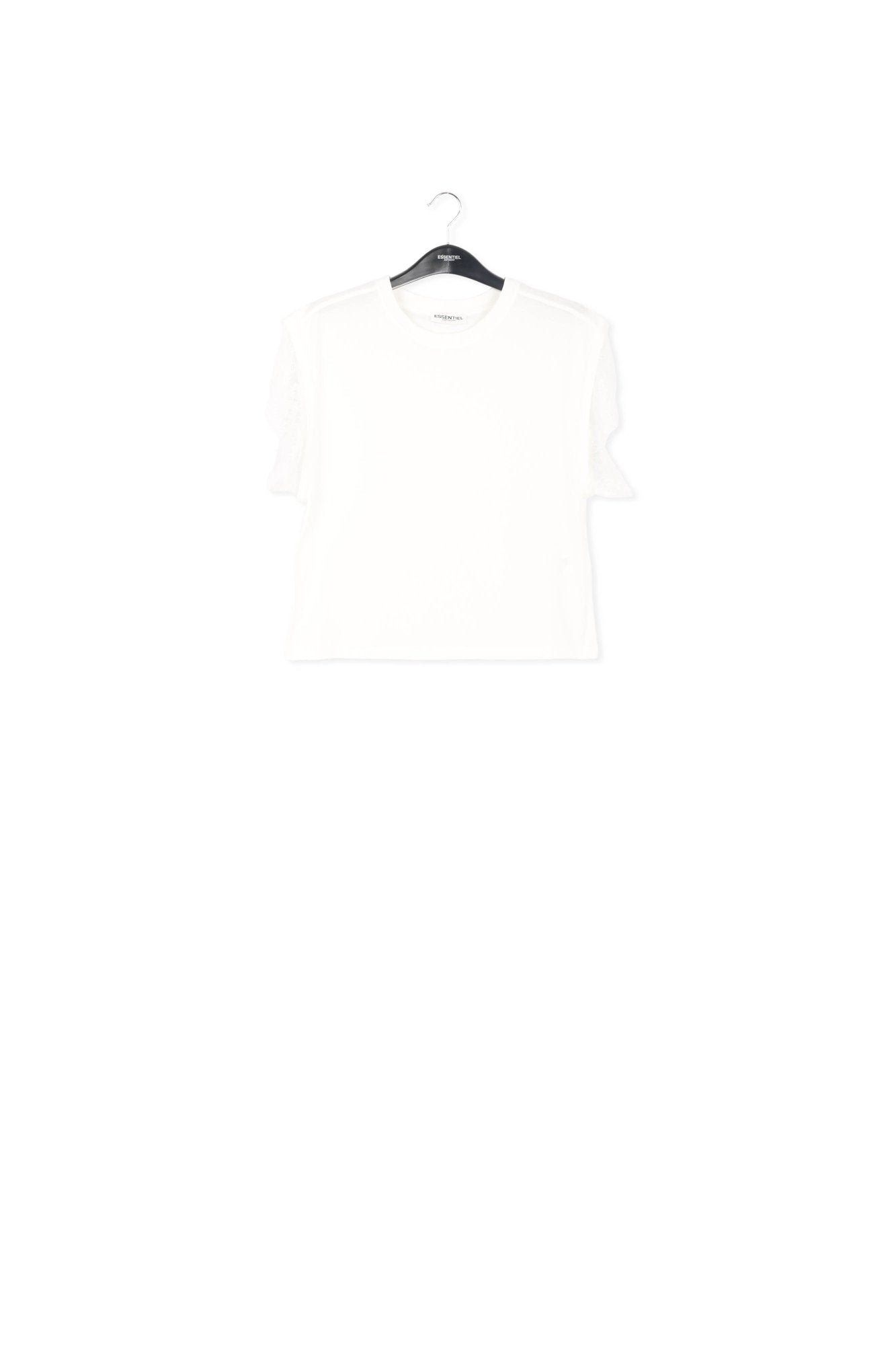 Off-white organic cotton T-shirt with lace RE—SSENTIEL | Essentiel second hand