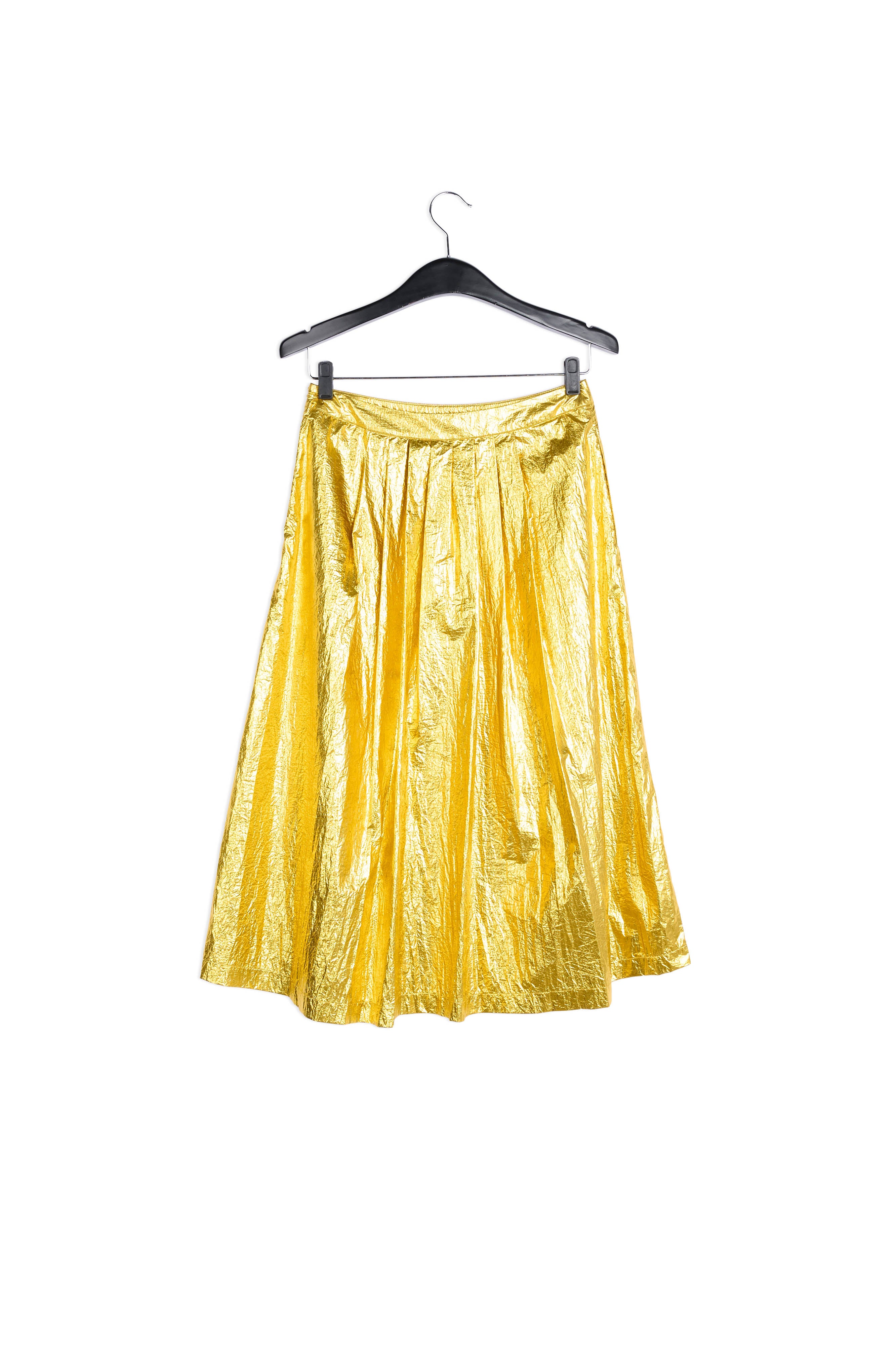 Gold metallic foil pleated midi skirt RE—SSENTIEL | Essentiel second hand