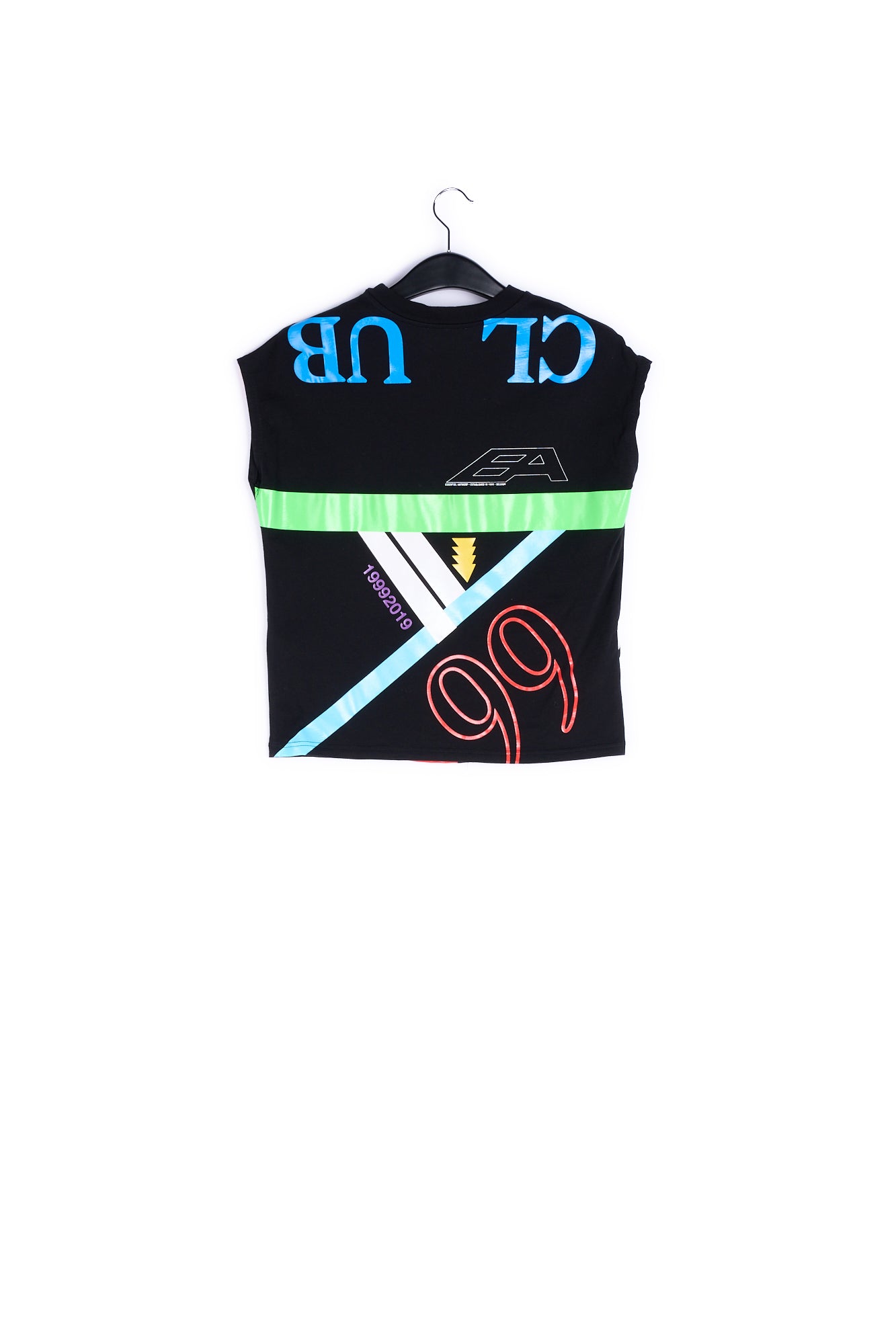 Black allover print sleeveless t-shirt RE—SSENTIEL | Essentiel second hand