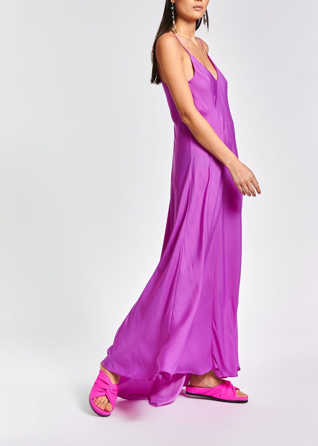 Lilac maxi-length slip dress RE—SSENTIEL | Essentiel second hand