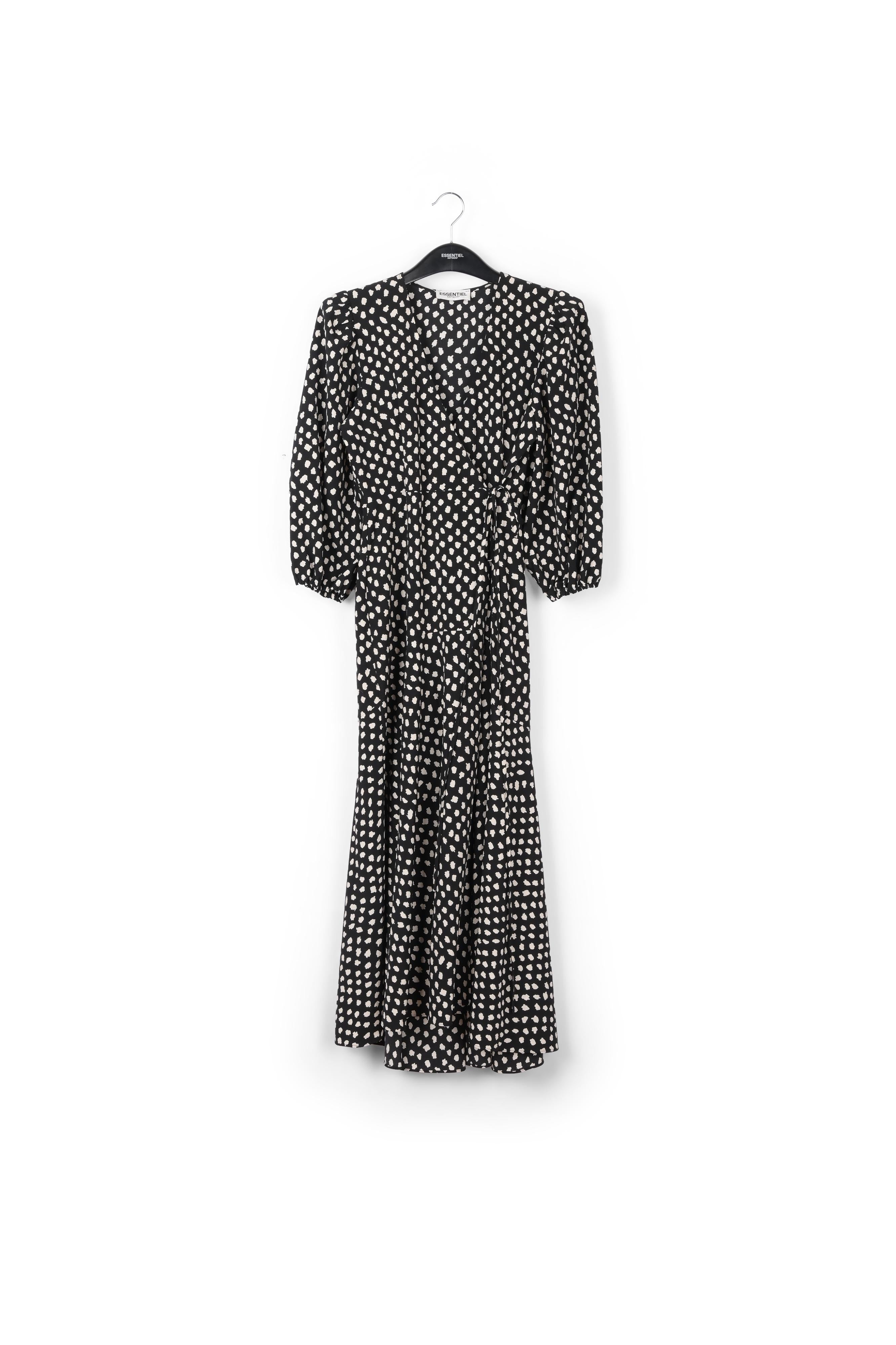 Black polka dot wrap maxi dress RE—SSENTIEL | Essentiel second hand