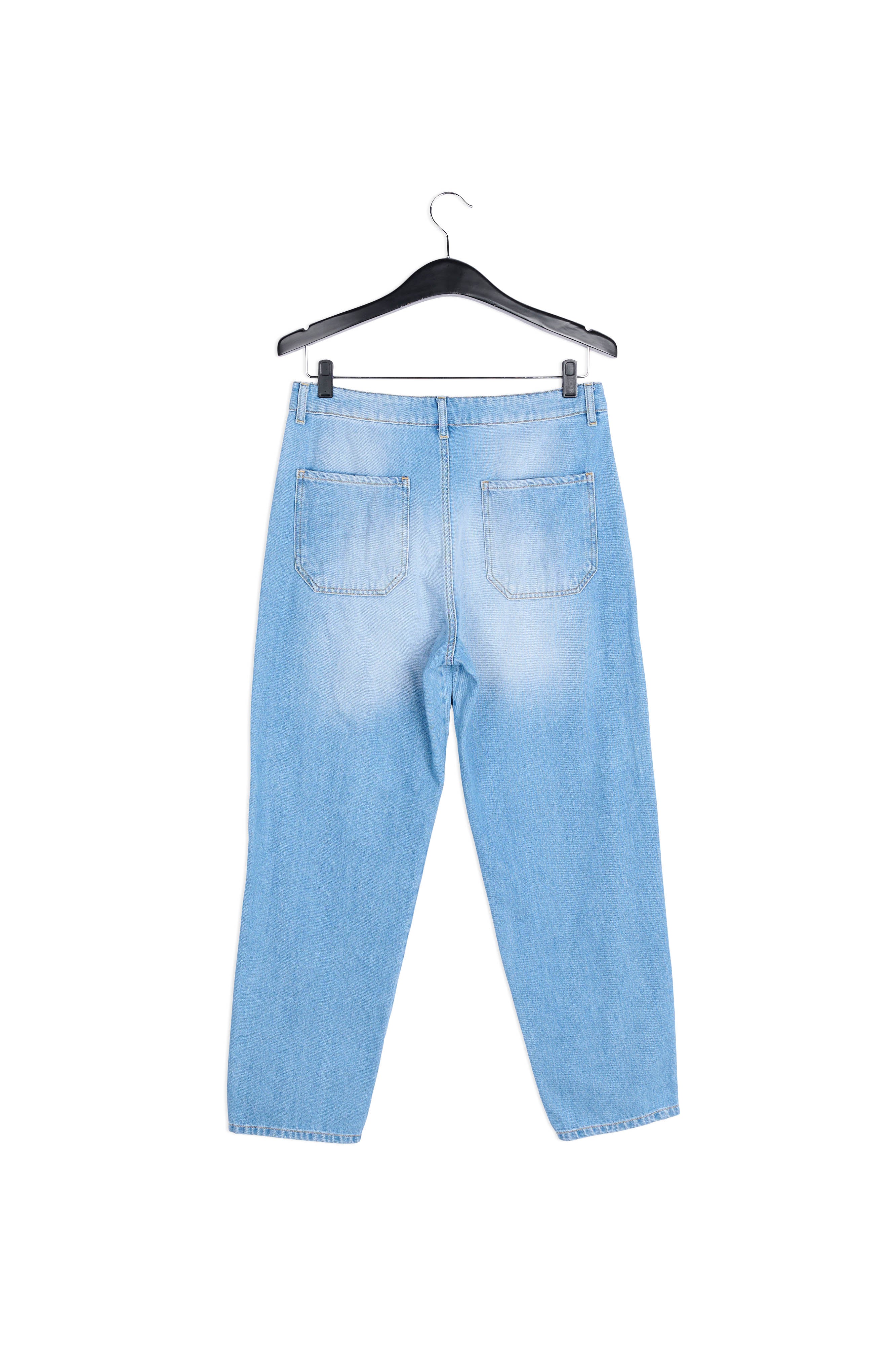 Jean boyfriend court taille haute en coton bleu marine RE—SSENTIEL | Essentiel second hand