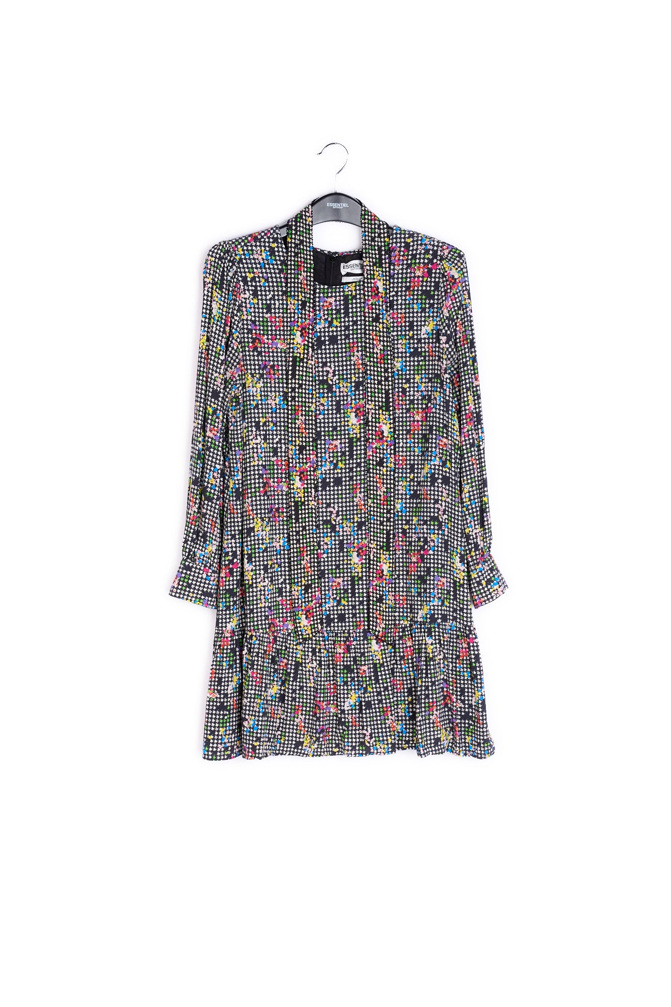 Black and white ruffled hem mini dress RE—SSENTIEL | Essentiel second hand