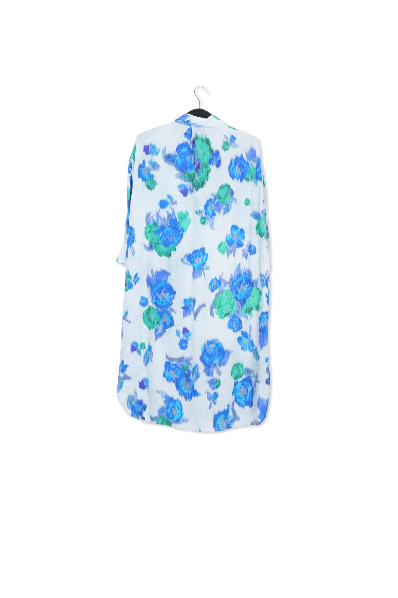 Light blue, blue and green floral-print shirt dress RE—SSENTIEL | Essentiel second hand