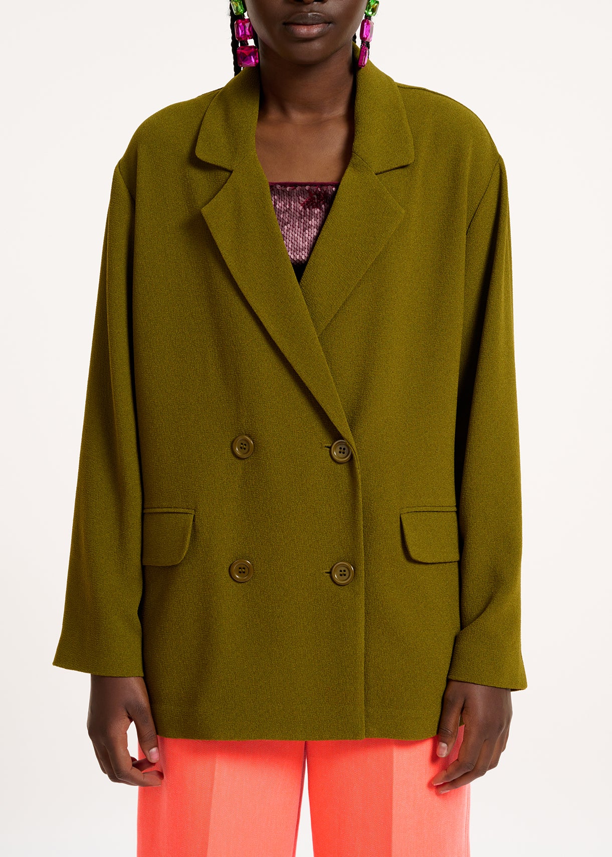 Blazer croisé kaki RE—SSENTIEL | Essentiel second hand