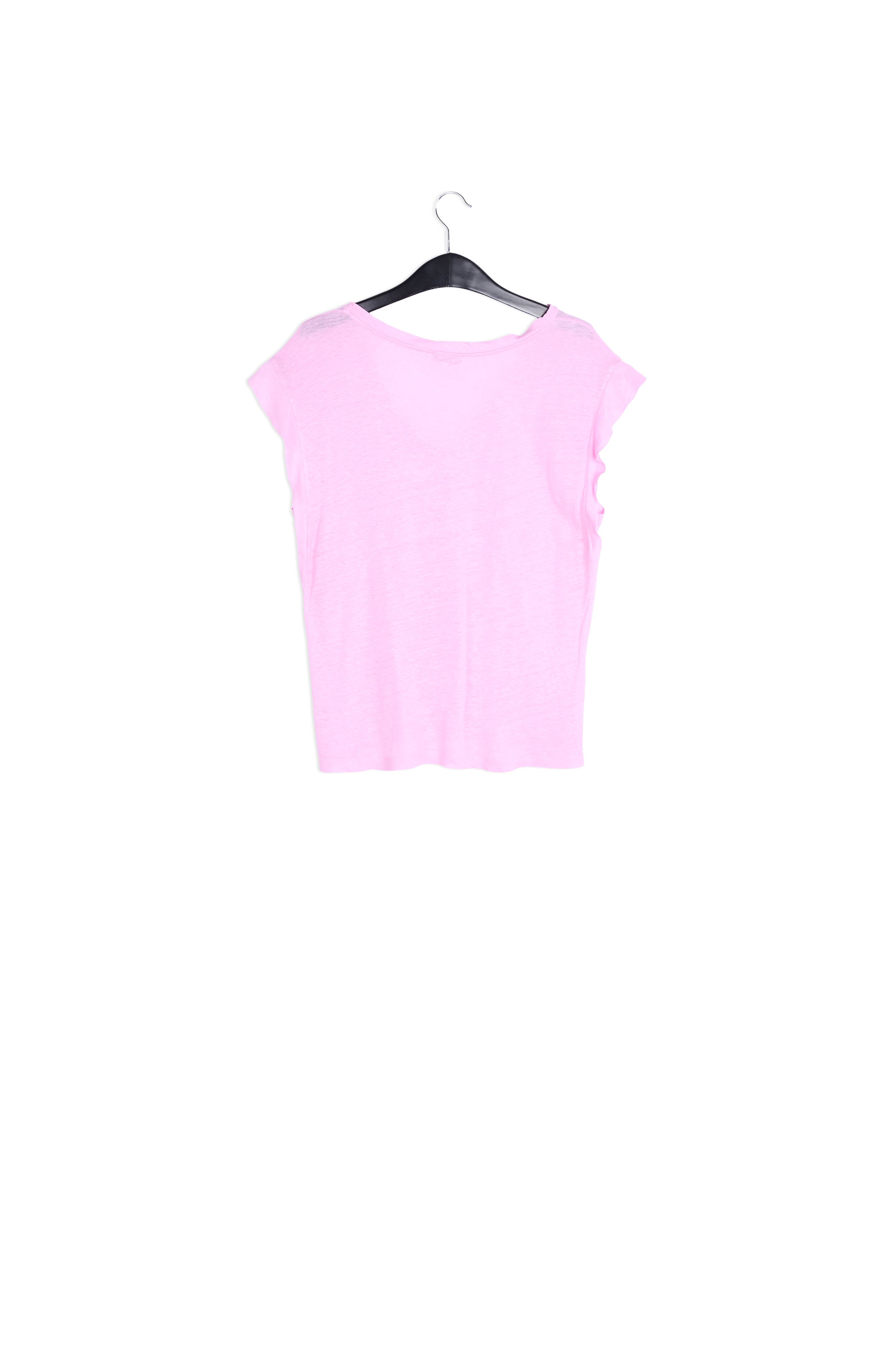 Pink linen V-neck T-Shirt RE—SSENTIEL | Essentiel second hand