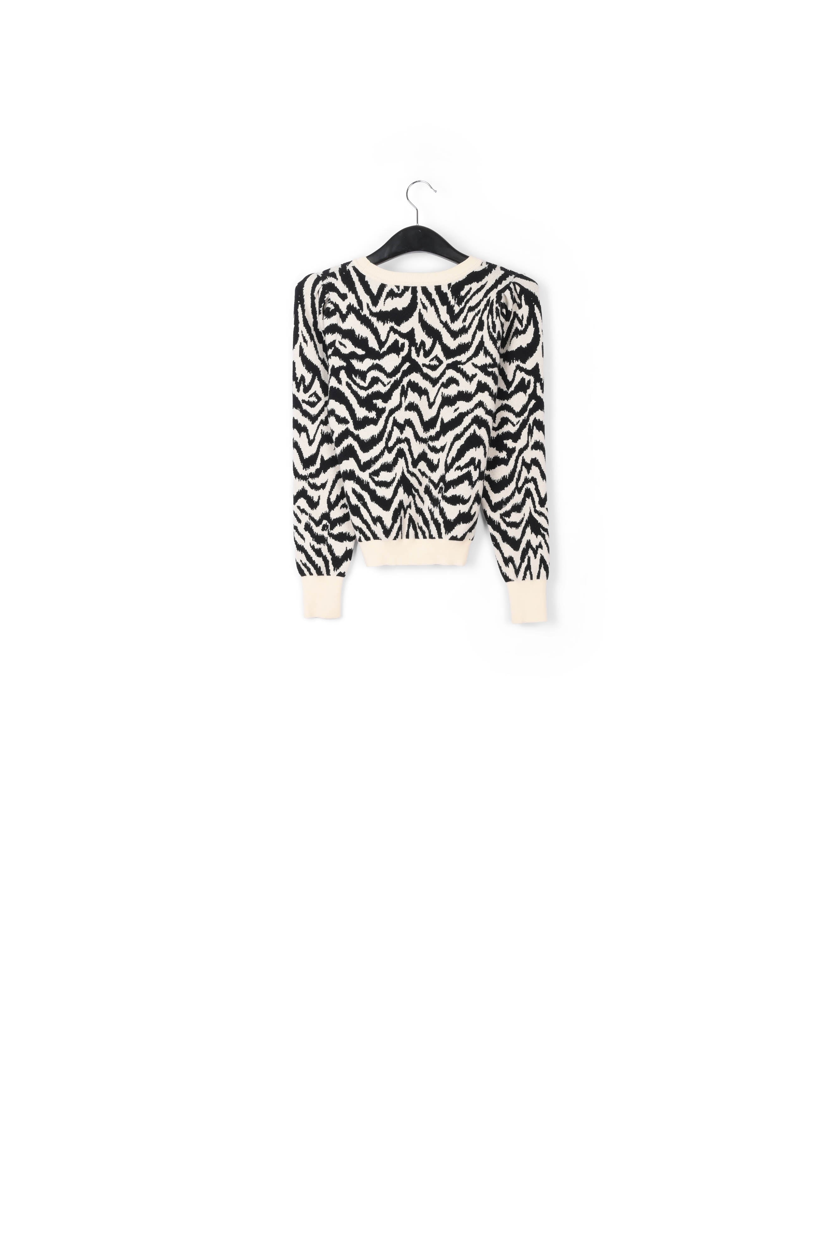 Black and white jacquard-knit zebra sweater RE—SSENTIEL | Essentiel second hand