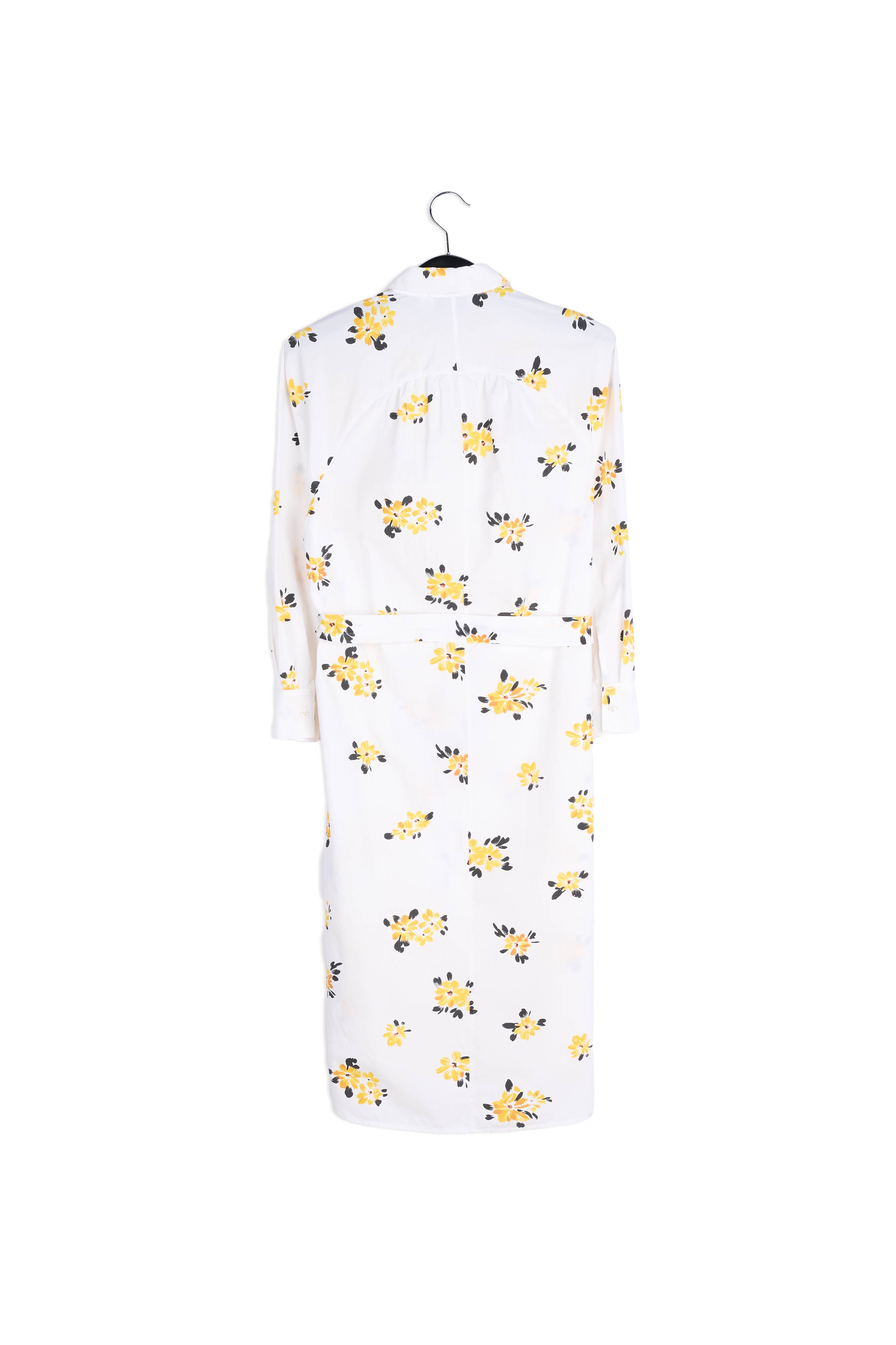 White shirt dress with blue and green floral print RE—SSENTIEL | Essentiel second hand