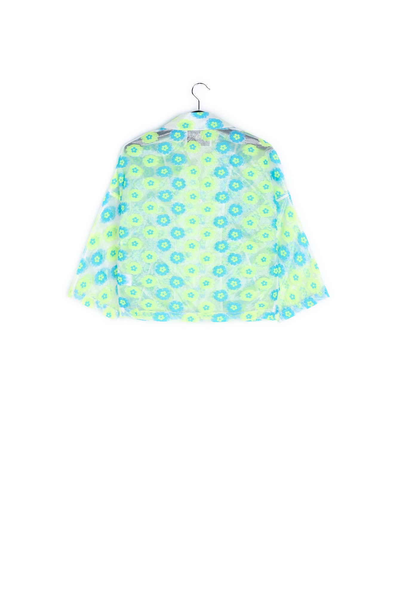 Doorzichtig vest met neongroene en blauwe bloemen RE—SSENTIEL | Essentiel second hand