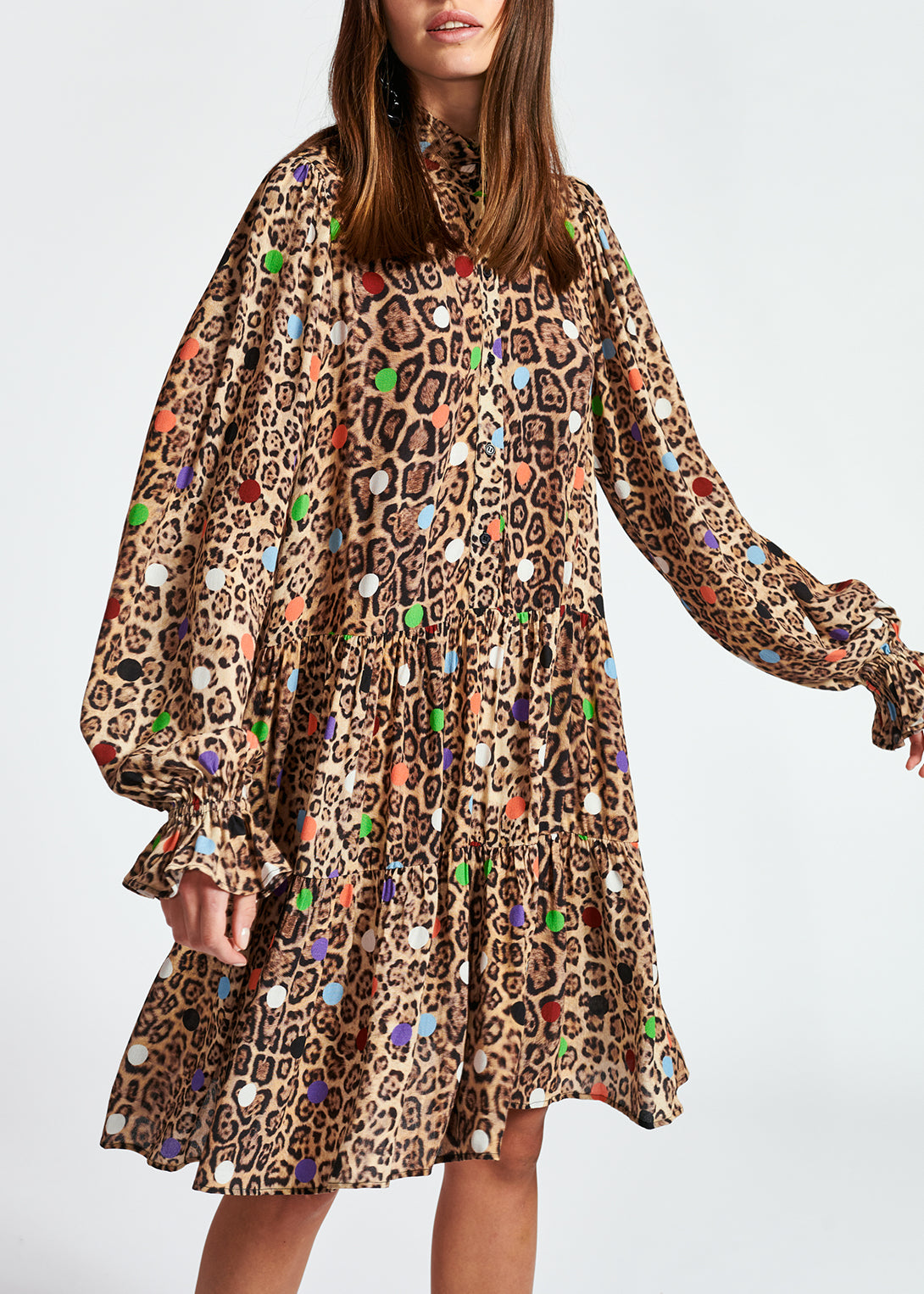 A-lijn mini-jurk met luipaardprint en stippen RE—SSENTIEL | Essentiel second hand