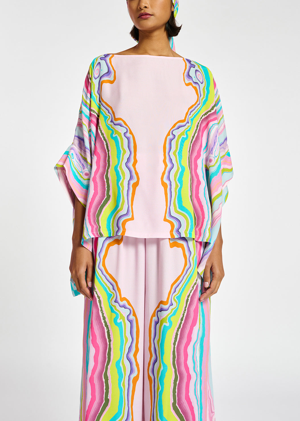Lilac oversized top with multicolor print RE—SSENTIEL | Essentiel second hand