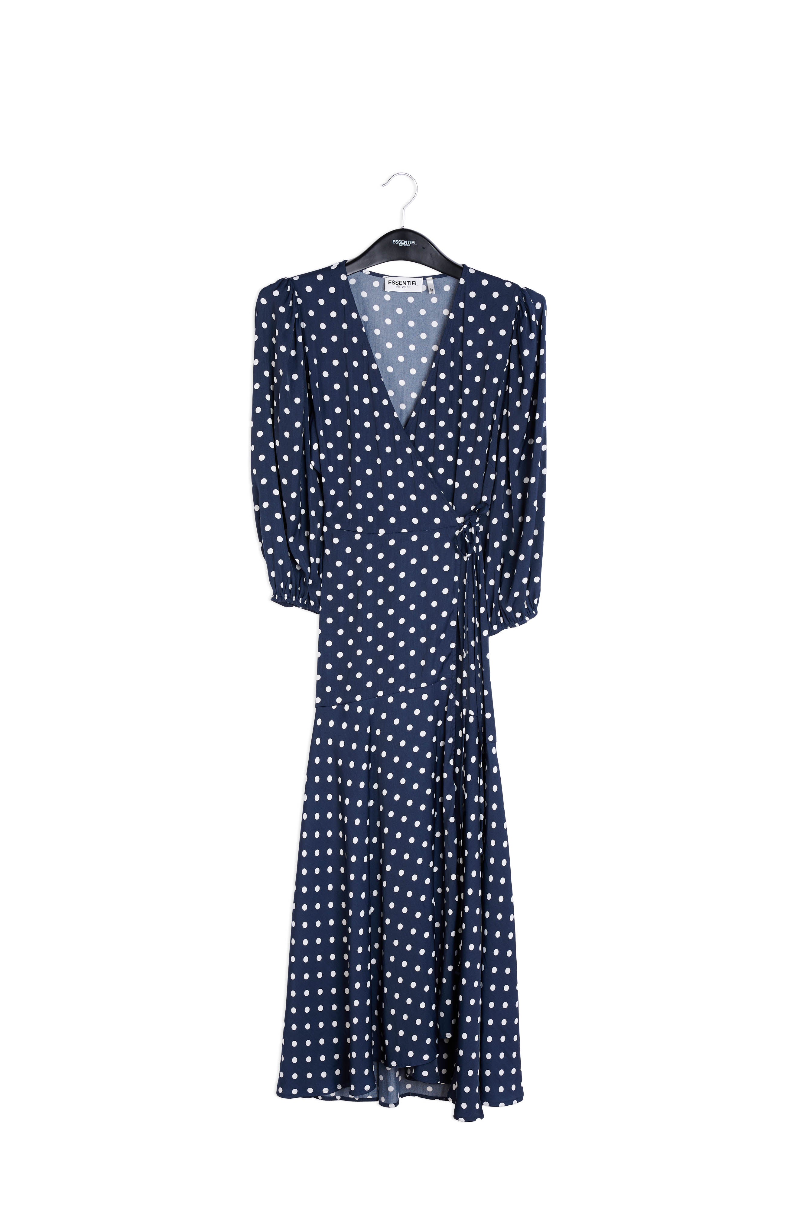 Dark blue polka dot wrap maxi dress RE—SSENTIEL | Essentiel second hand
