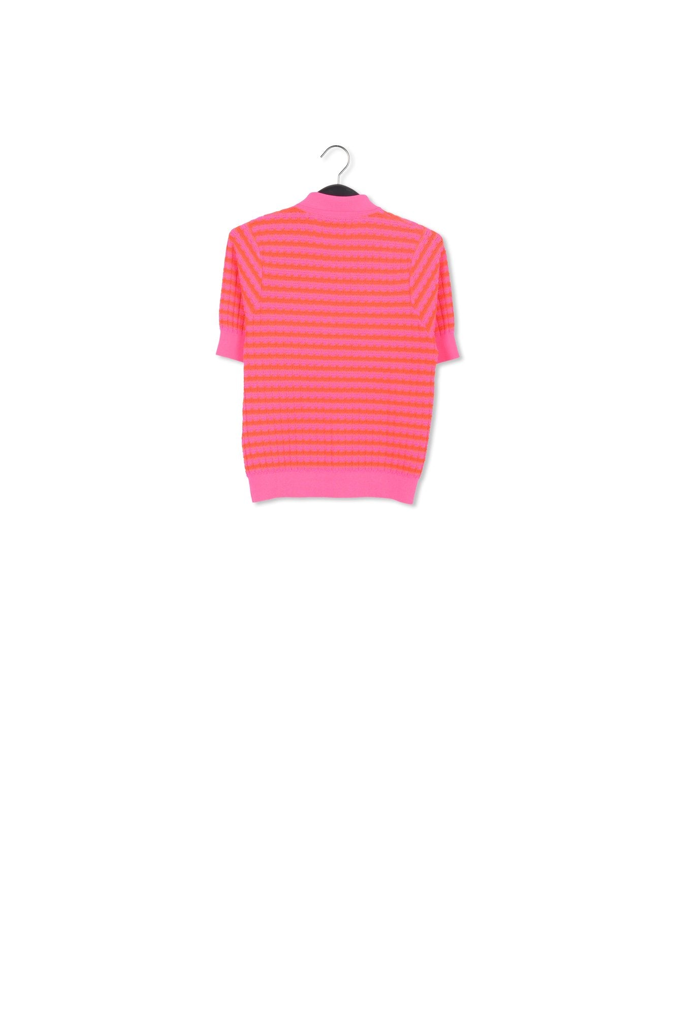 Polo en tricot rayé rose et rouge RE—SSENTIEL | Essentiel second hand