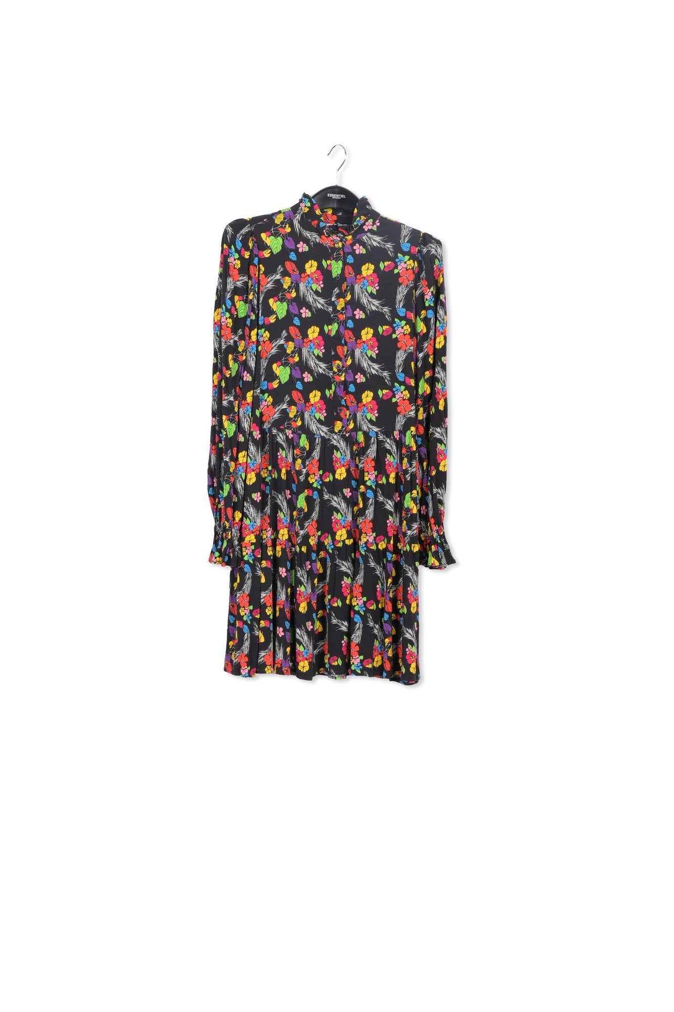 Black tropical print mini dress RE—SSENTIEL | Essentiel second hand