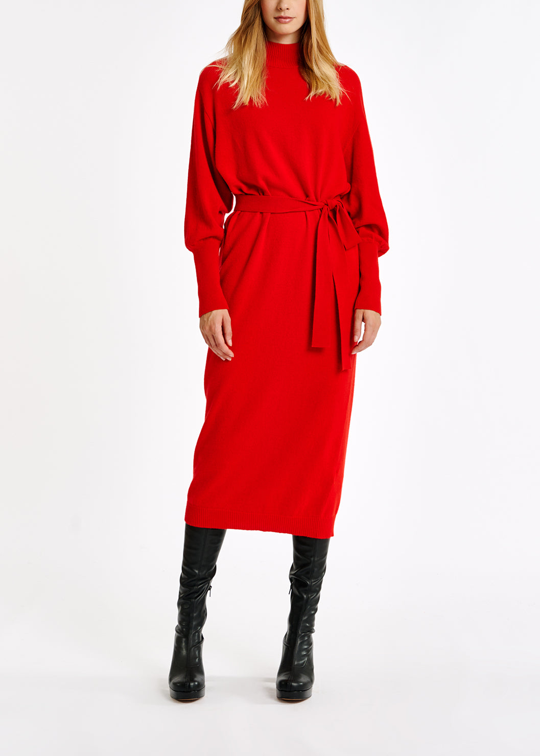 Orange midi-length merino wool blend knit dress RE—SSENTIEL | Essentiel second hand