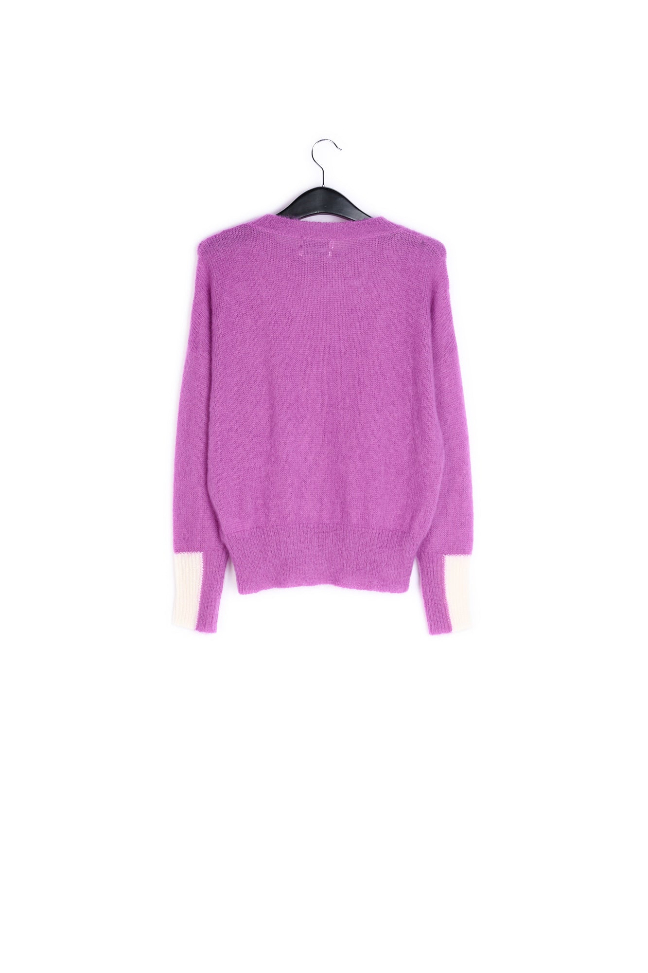 Paarse licht gebreide trui met contrasterende manchetten RE—SSENTIEL | Essentiel second hand