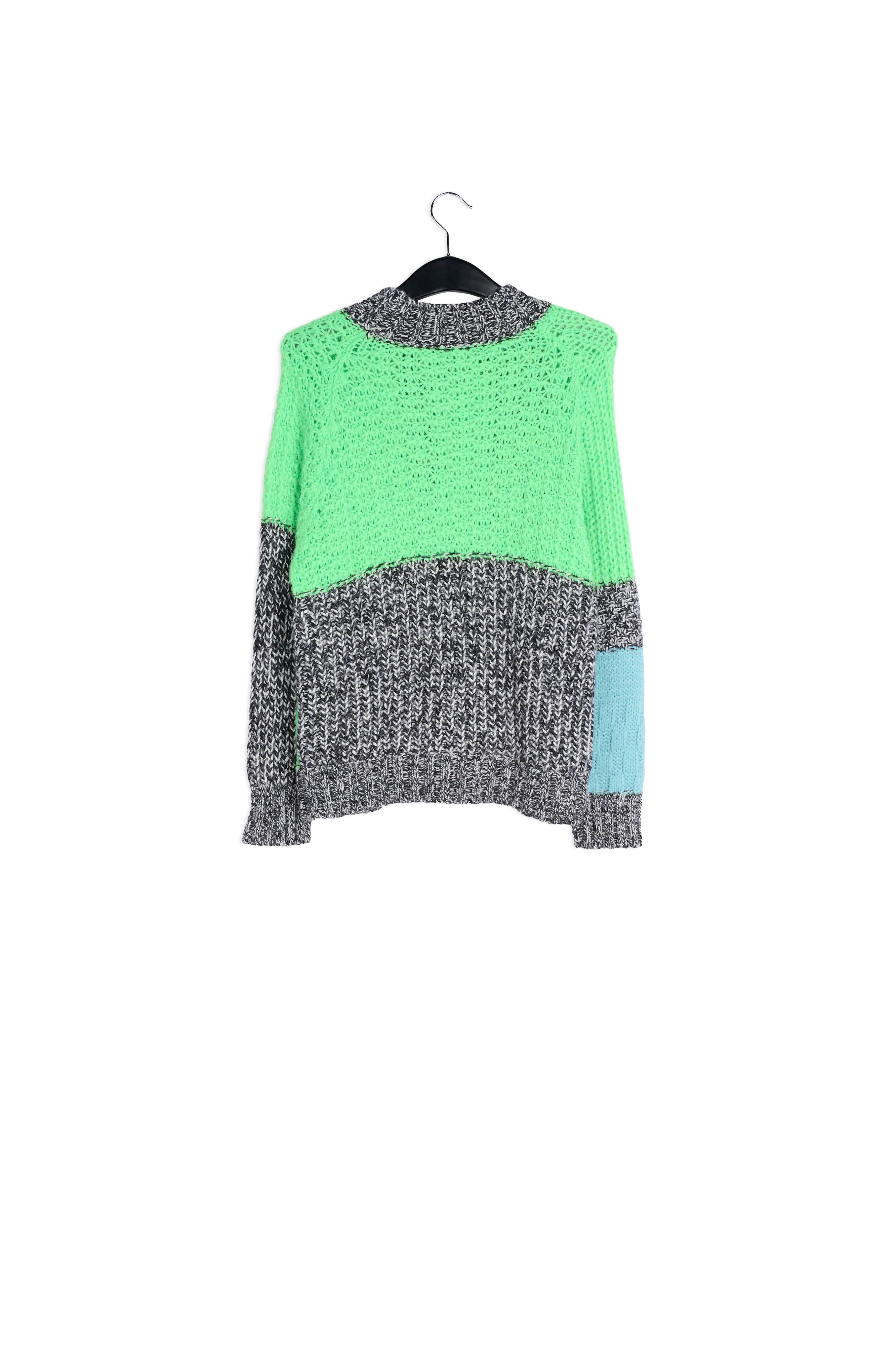 Light blue and neon green knit sweater RE—SSENTIEL | Essentiel second hand