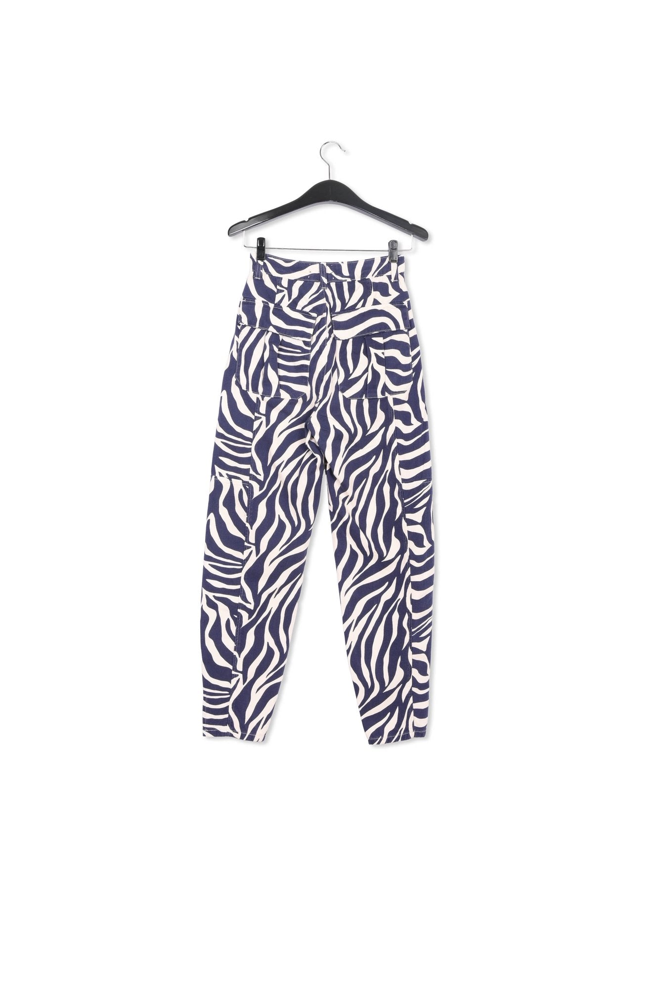 Off-white and navy blue zebra-print denim cargo pants RE—SSENTIEL | Essentiel second hand
