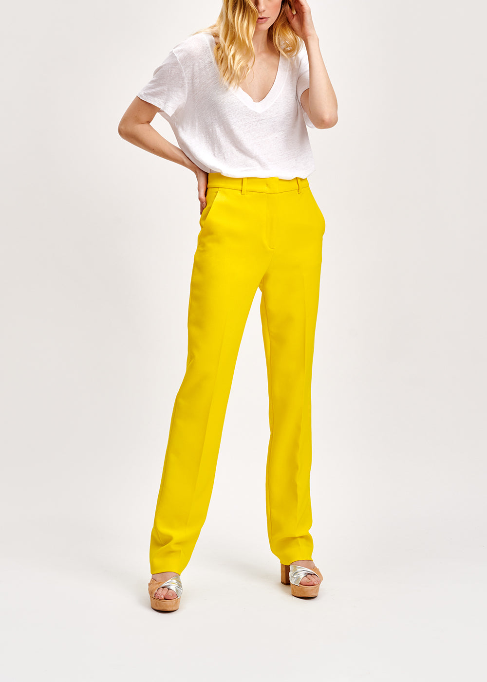 White linen v-neck t-shirt RE—SSENTIEL | Essentiel second hand