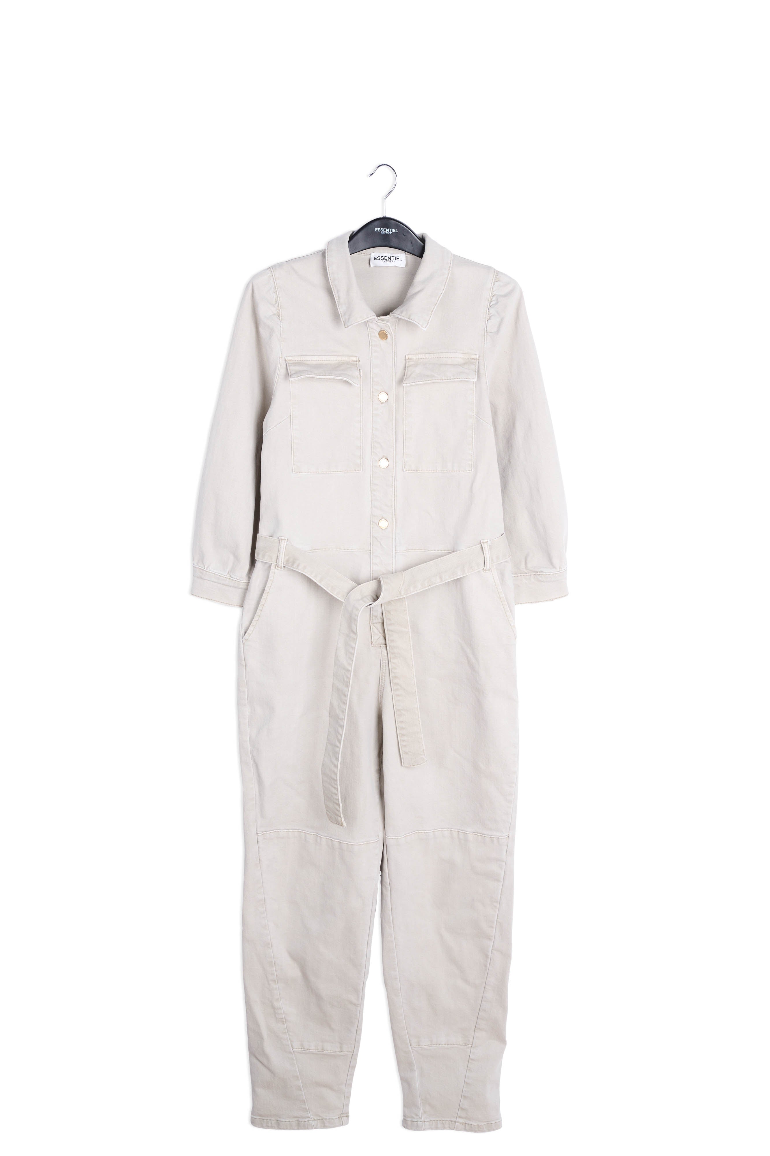 Beige belted denim jumpsuit RE—SSENTIEL | Essentiel second hand