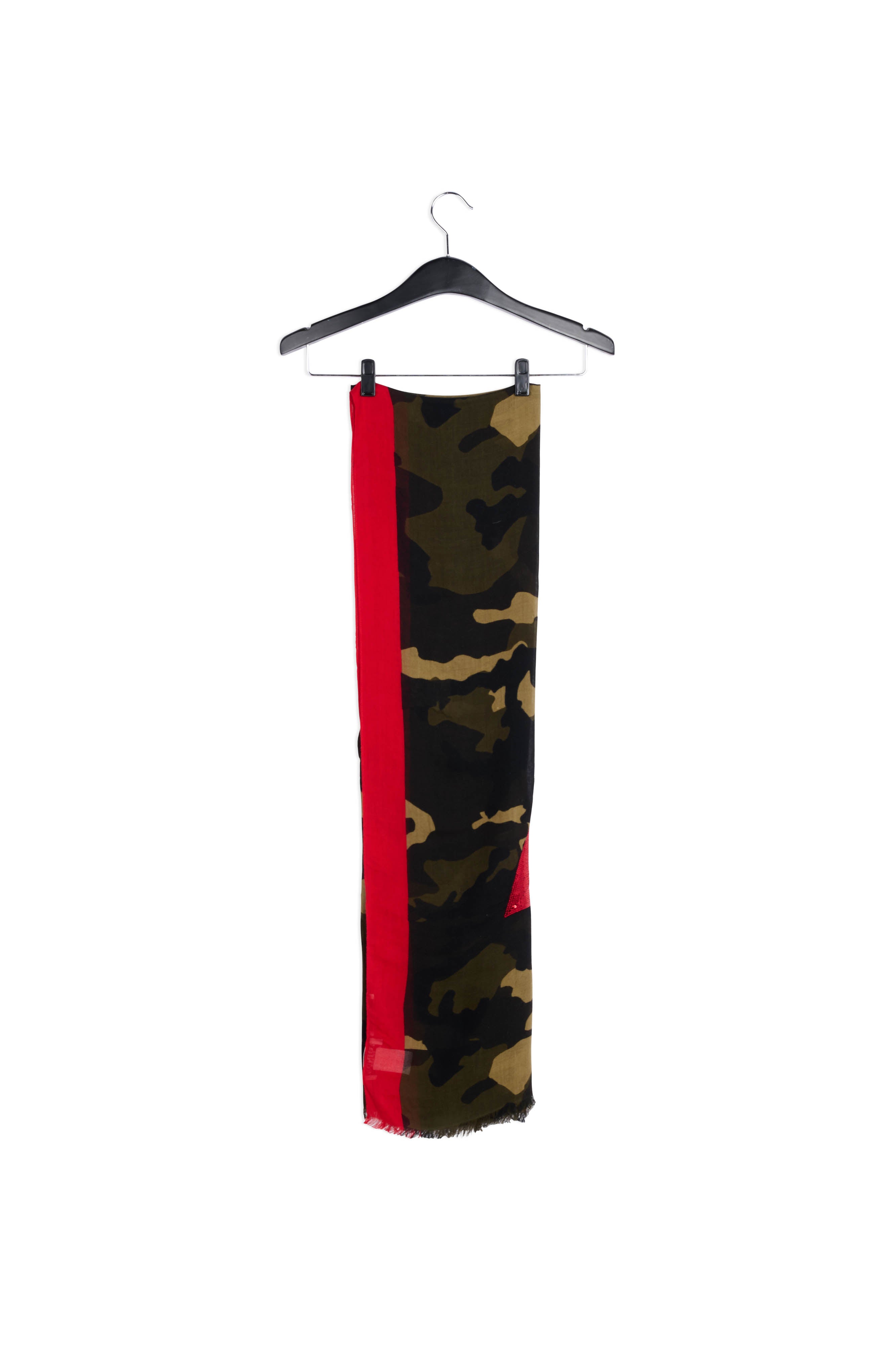 Red embroidered camouflage print scarf RE—SSENTIEL | Essentiel second hand