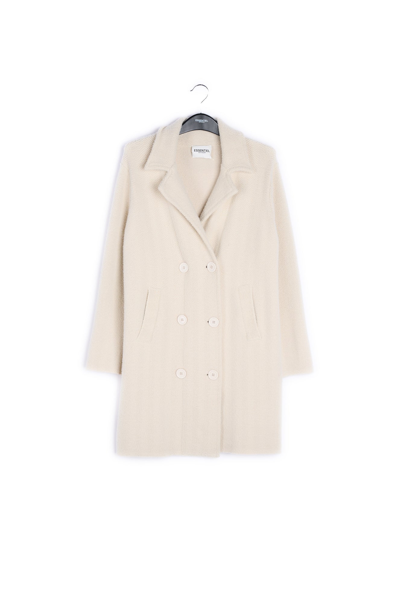 Off-white knitted coat RE—SSENTIEL | Essentiel second hand