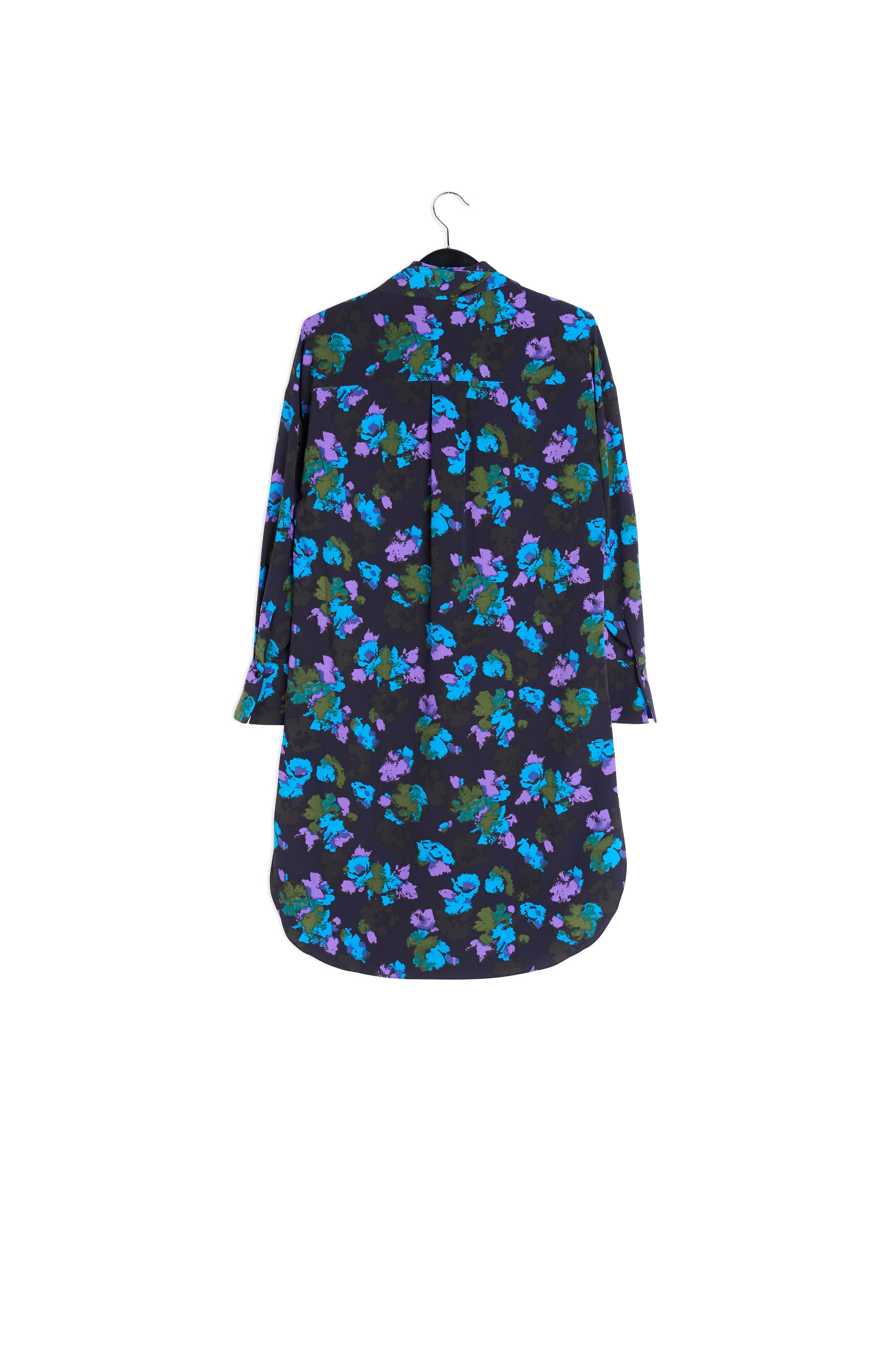 Black and red floral print midi shirt dress RE—SSENTIEL | Essentiel second hand